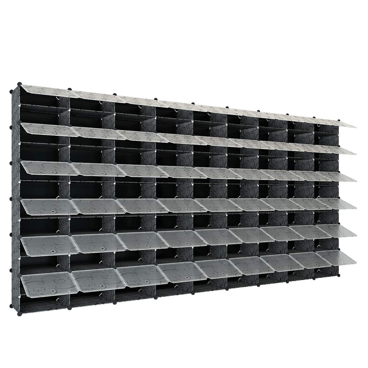 KOUSI 9 x 12-Tier Shoe Rack Storage Cabinet with Doors - Space Saving Shoe Organizer Tower for Closet, Bedroom & Entryway - Modular Shoe Shelf in Black