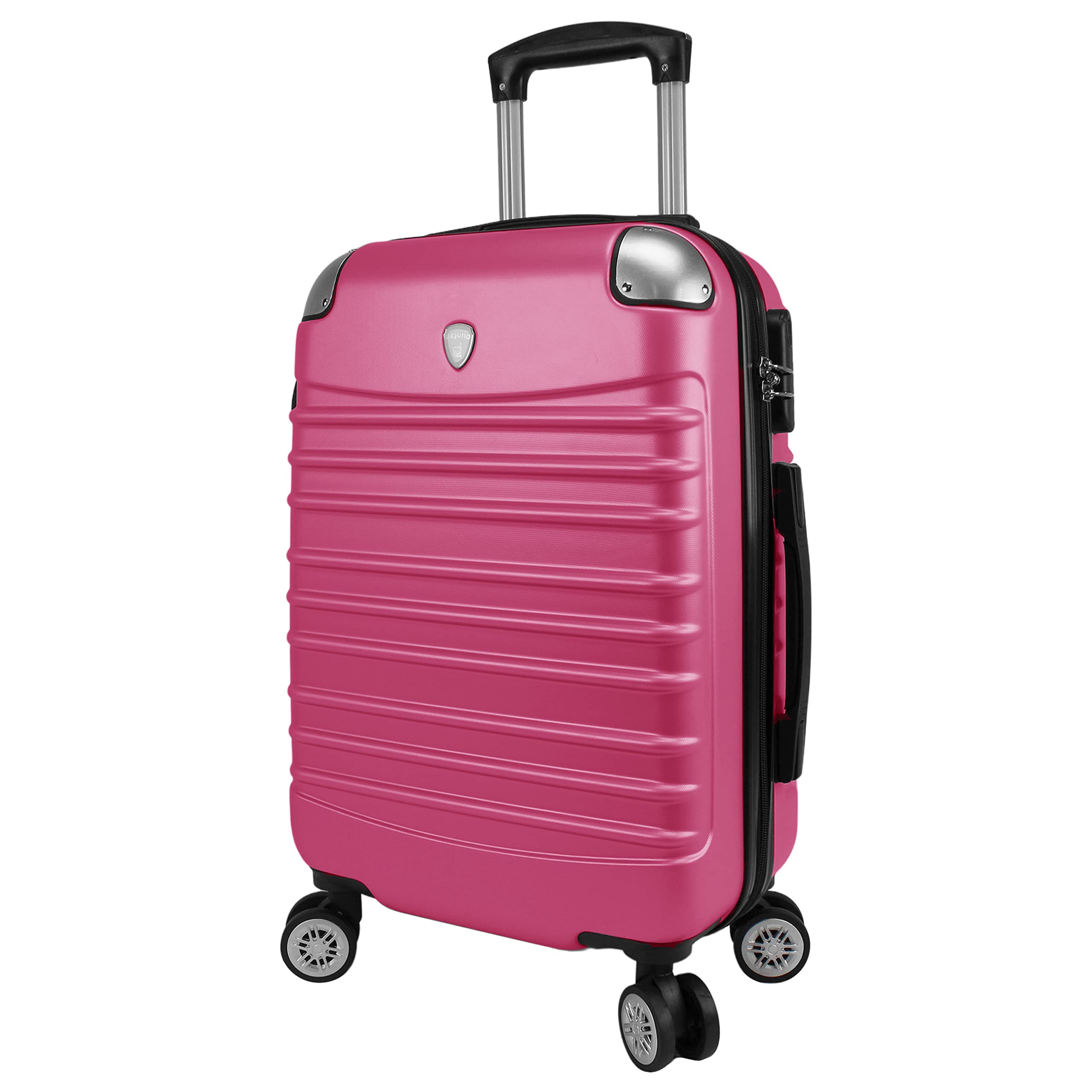 Dejuno Impact New Generation Hardside 3-Piece Spinner Luggage Set - Lightweight Durable Suitcase with 360° Wheels, Pink Color for Women & Men - Perfect for Air Travel, Business Trips & Family Vacations