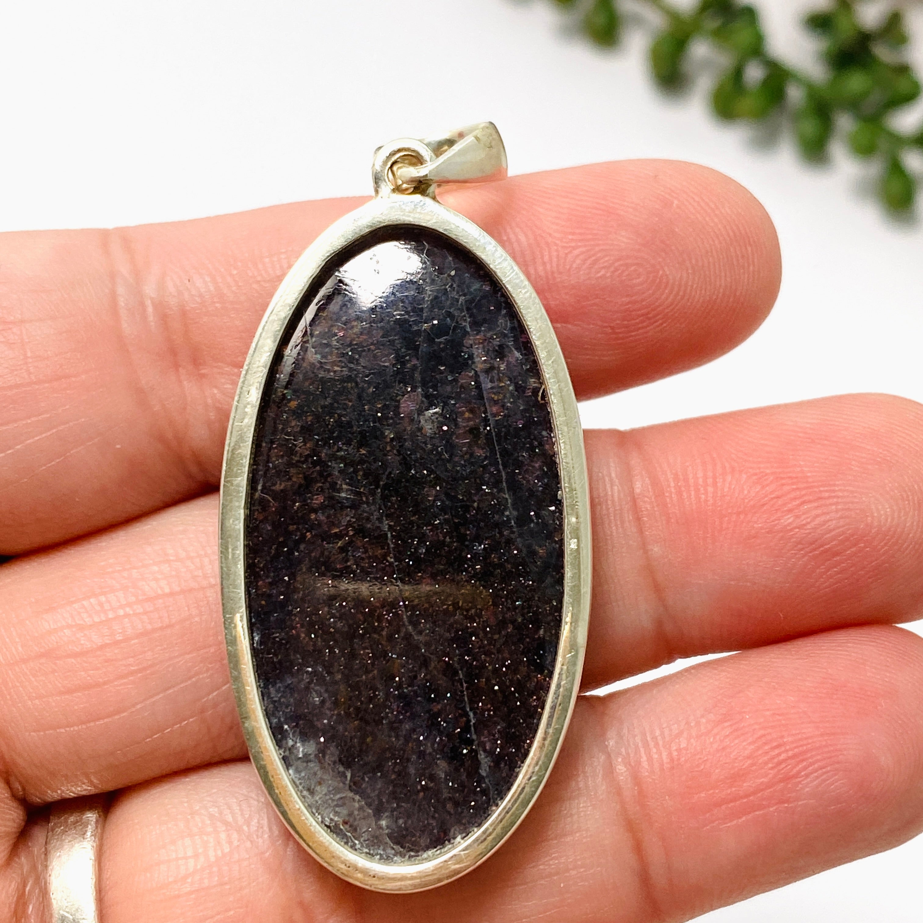 Natural Iolite Sunstone Oval Cabochon Pendant Necklace - PPGJ876 | Healing Crystal Jewelry for Meditation & Energy Balancing