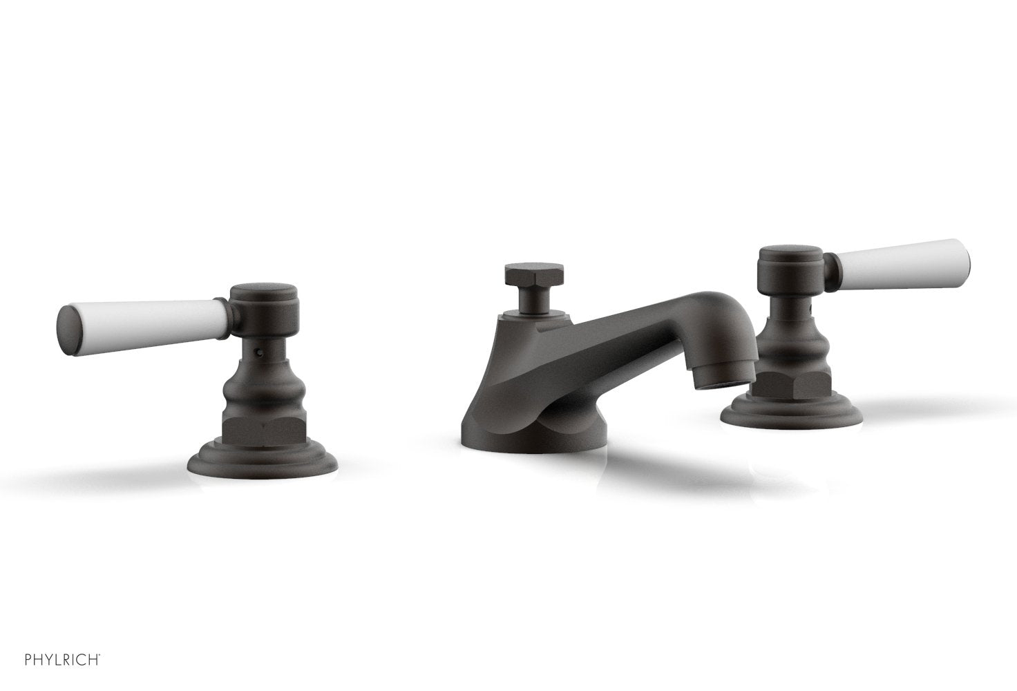 HEX TRADITIONAL Widespread Bathroom Faucet in Satin White with Lever Handles - Model 500-02 | Perfect for Modern Vanities & Guest Bathroom Upgrades