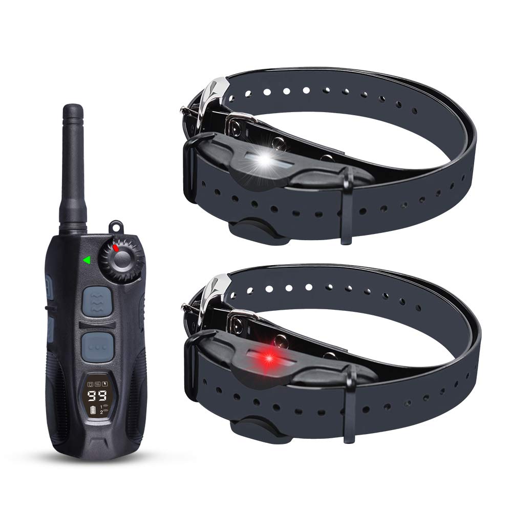**Remote Dog Training Collar for Hunting - 5/4 Mile Range, Static & Vibration Modes, LED Night Light - Waterproof & Rechargeable Shock Collar for 2 Dogs - Perfect for Outdoor Training & Night Hunting**
