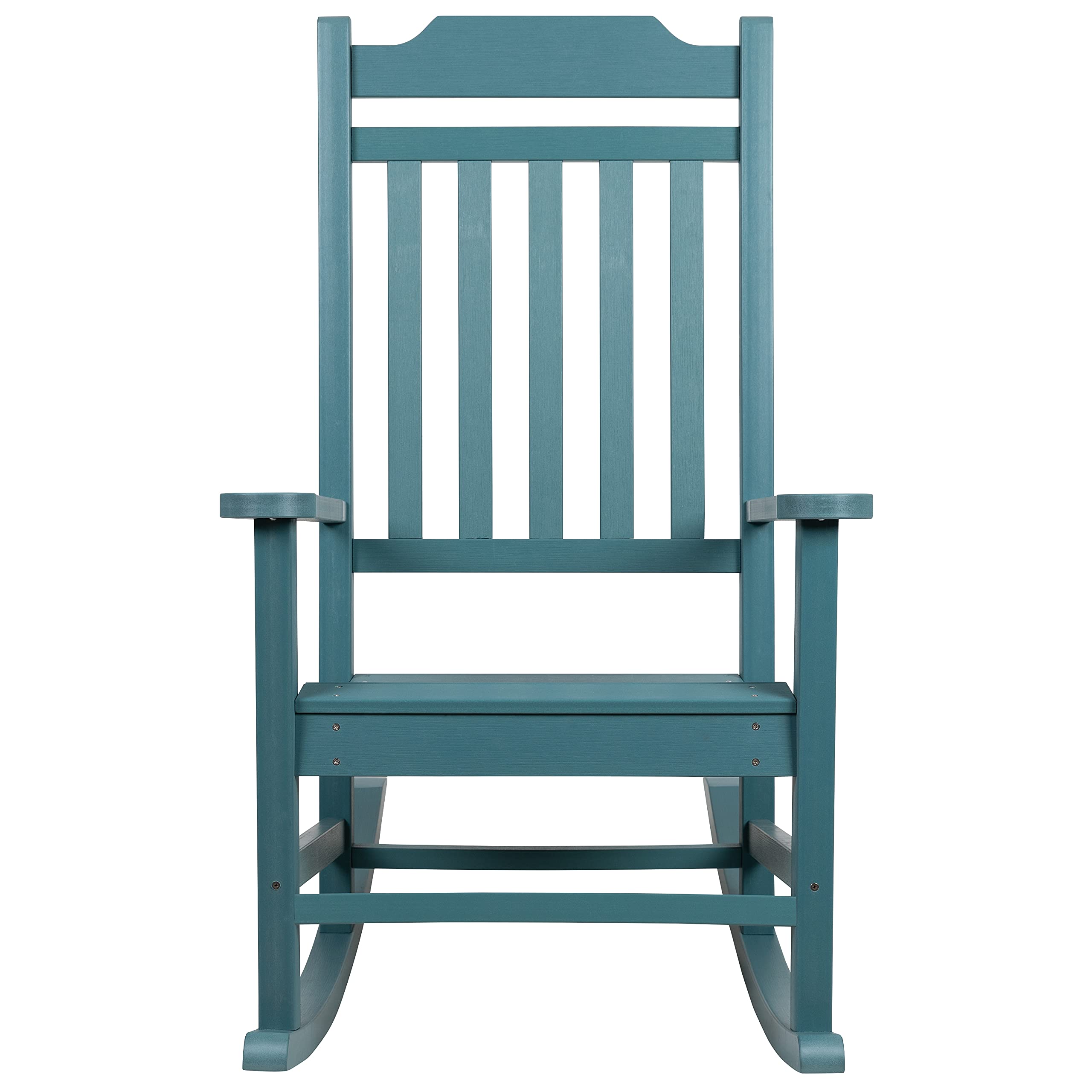 Merrick Lane Hillford All-Weather Rocking Chair - Teal Poly Resin Patio Rocker for Indoor & Outdoor Use - Perfect for Porch, Deck, Garden and Living Room Relaxation