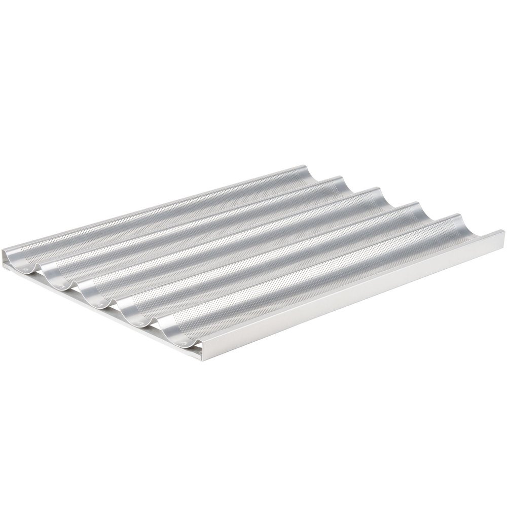 Chicago Metallic 49035 5-Long Perforated Uni-Lock Baguette & French Bread Pan - Perfect for Baking Artisan Bread at Home or Bakery