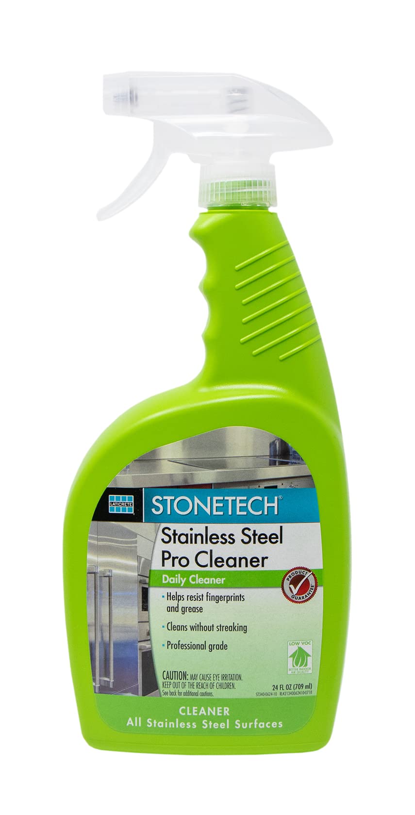 Laticrete StoneTech Stainless Steel Cleaner - 24 oz Spray Bottle for Kitchen, Bathroom & Outdoor Metal Surfaces - Removes Stains & Restores Shine