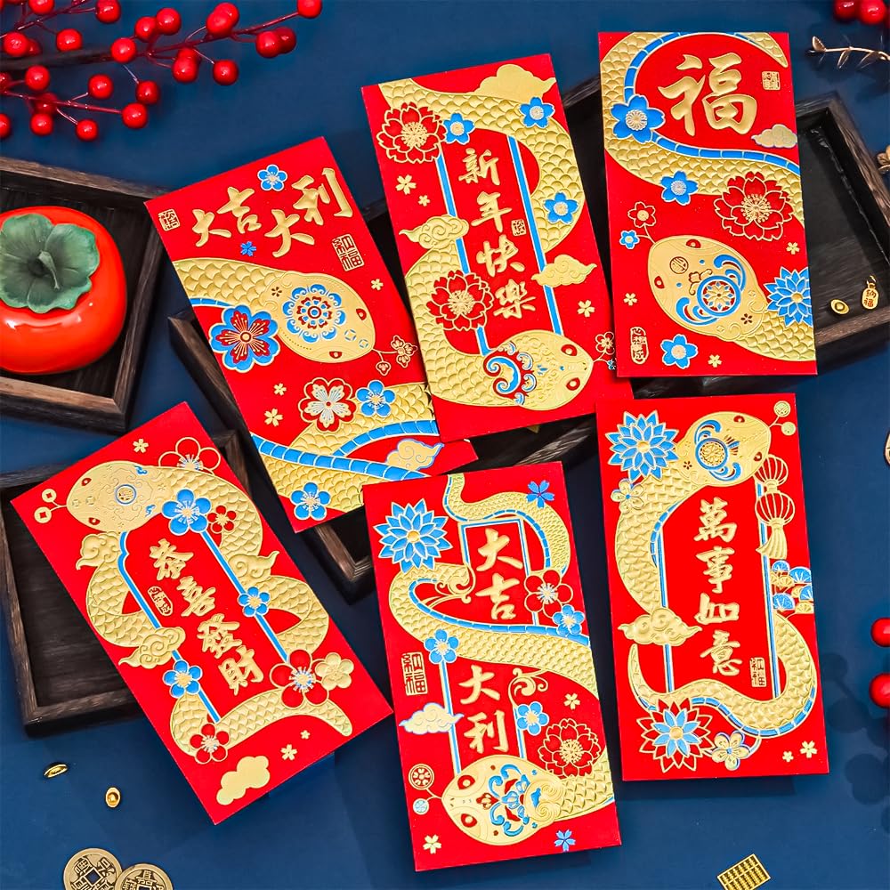 2025 Chinese New Year Red Envelopes - 36Pcs Lucky Money Packets (3.5