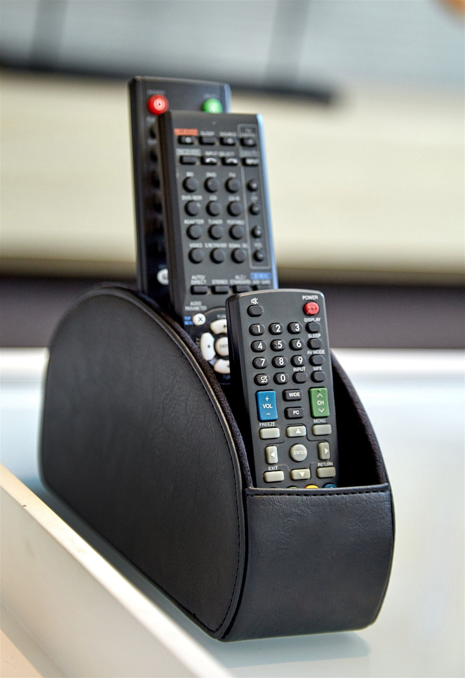 Universal Small Remote Holder - Compact & Durable Organizer for TV, DVD, AC Remotes - Perfect for Living Room, Bedroom, or Office