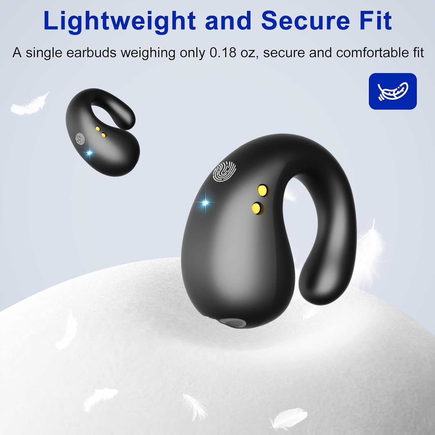 Clip On Bluetooth 5.3 Wireless Earbuds - Open Ear Headphones with 30H Playtime, Digital Display Charging Case, Noise Canceling & IPX7 Waterproof - Perfect for Running, Walking, Gym & Outdoor Sports