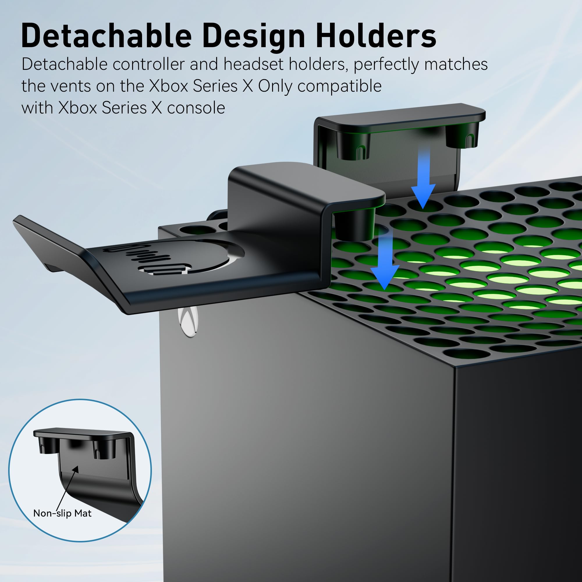 Xbox Series X Controller Holder with Detachable Design - 2 Controller Stands & Headphone Stand for Gaming Setup - Perfect for Console Gaming and Organized Gaming Accessories Storage