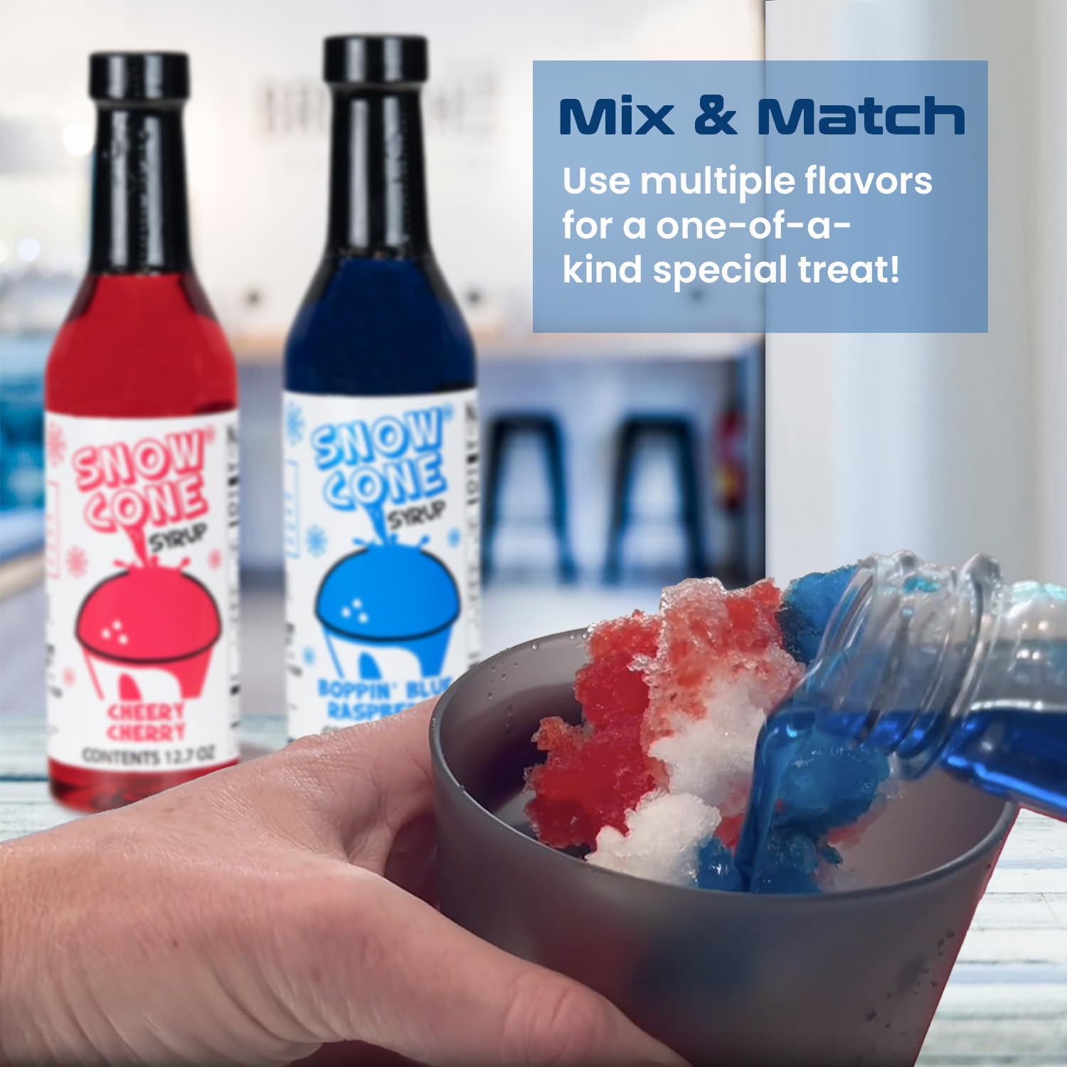 12.7oz Snow Cone Syrups (6 Pack) with Cups & Straws - Refreshing Summer Treat for Kids, Parties, Carnivals & Outdoor Events