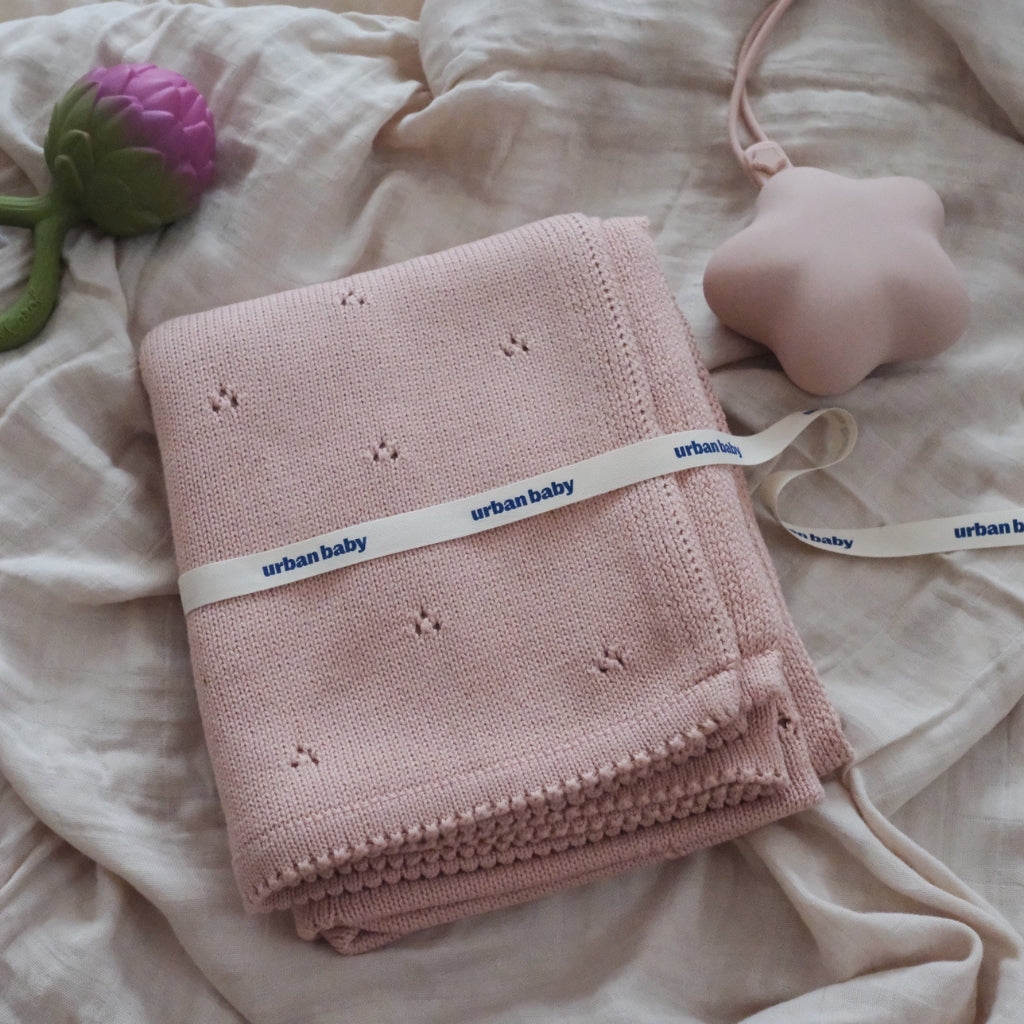Soft Urban Baby Cotton Bassinet Knitted Blanket - Breathable & Cozy for Newborns & Infants - Perfect for Nursery, Stroller & Travel Use