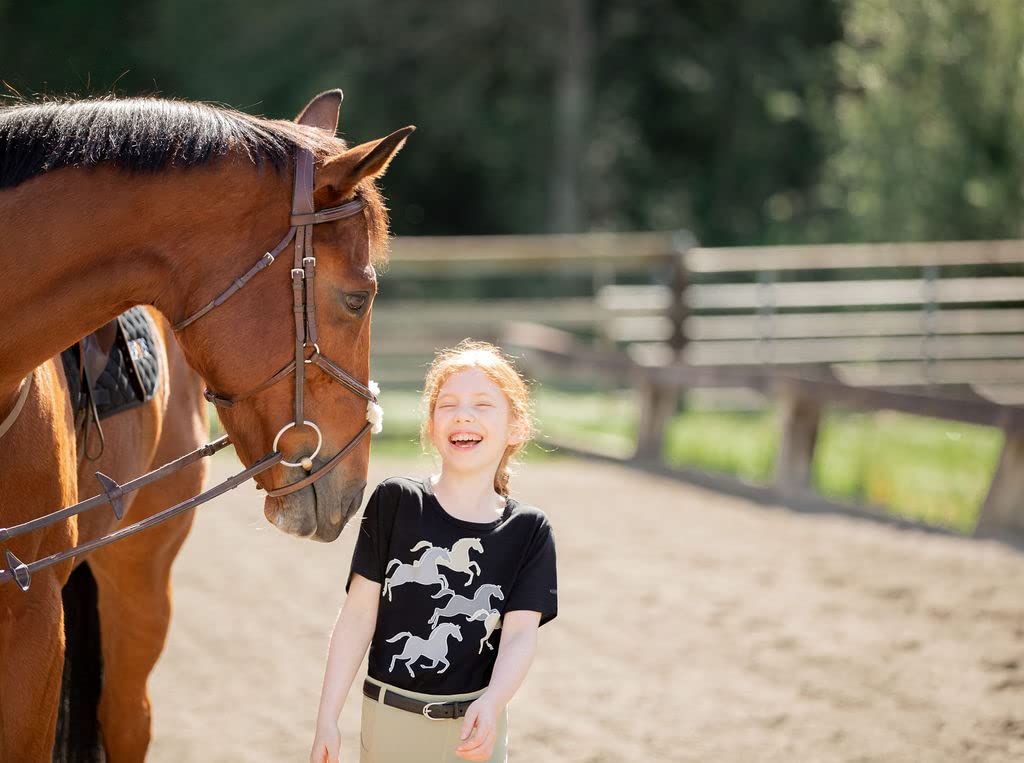 Kerrits Kids Playful Ponies Tee - Cute Horse Graphic T-Shirt for Girls - Perfect for Playdates, School & Outdoor Activities