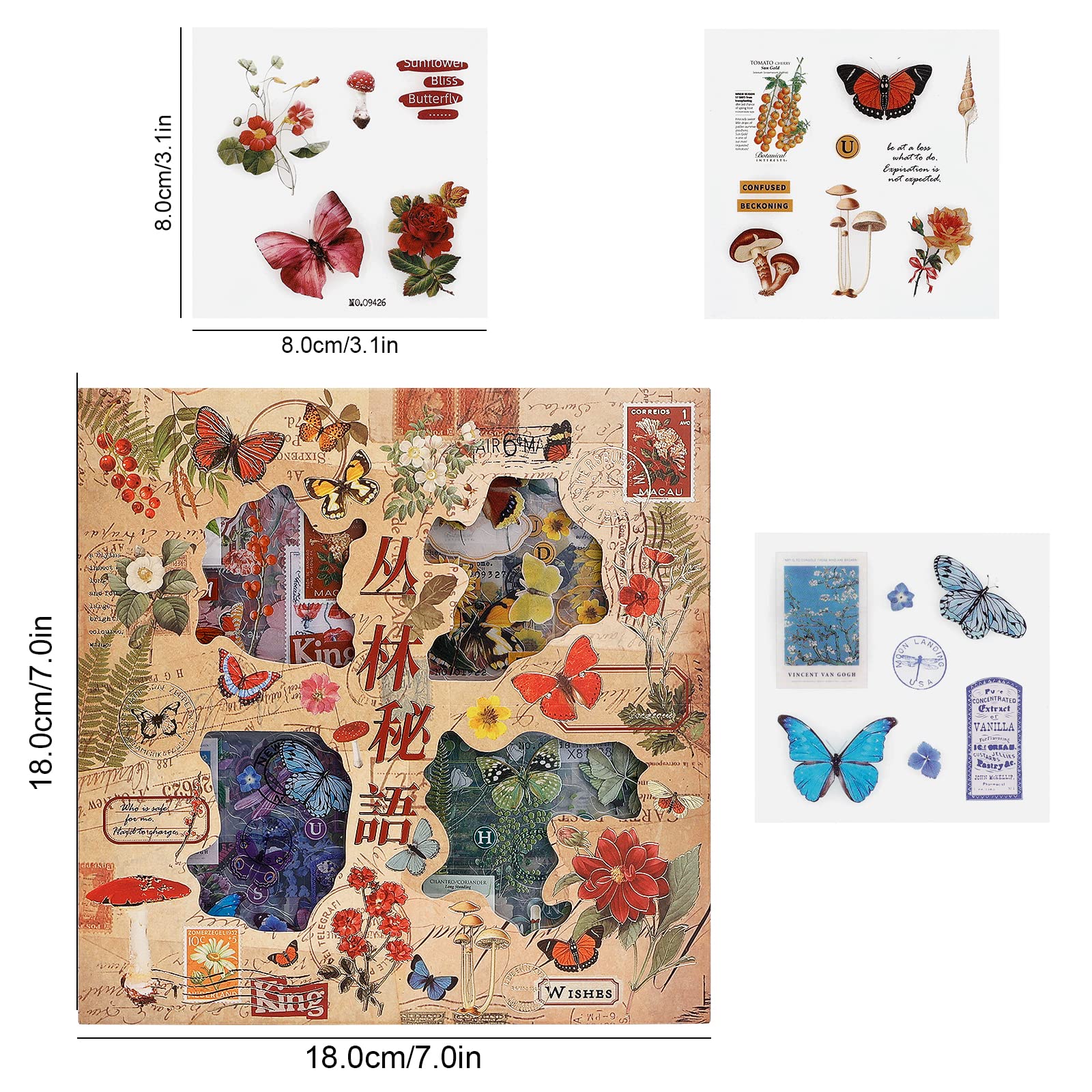 Garden Themed Scrapbooking Stickers - 100 PET Transparent Stickers for Journaling, DIY Crafts | Floral, Butterfly & Botanical Decals for Bullet Journals, Planners, Scrapbooks & Card Making