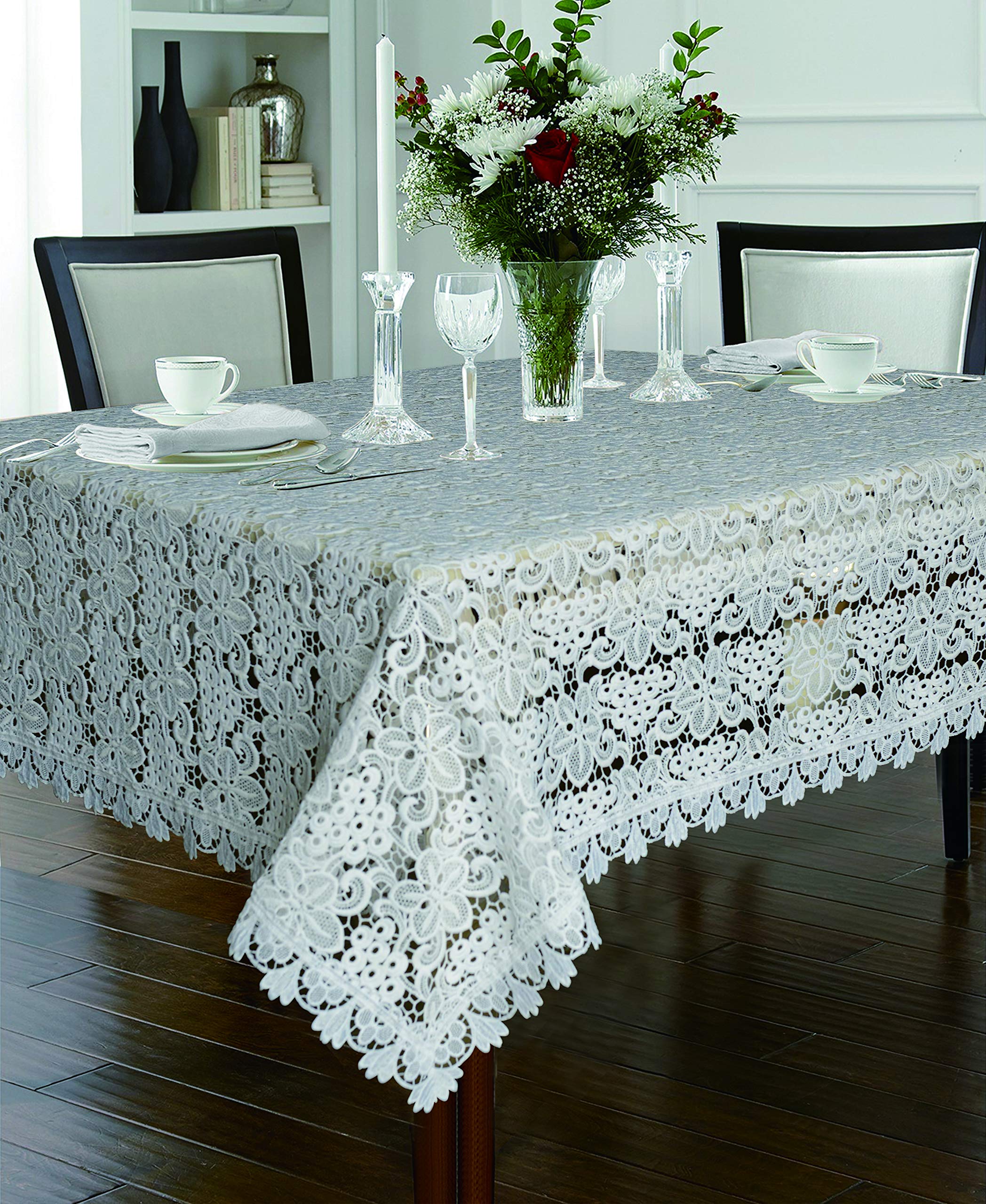 Vintage Floral Lace Tablecloth 60x95