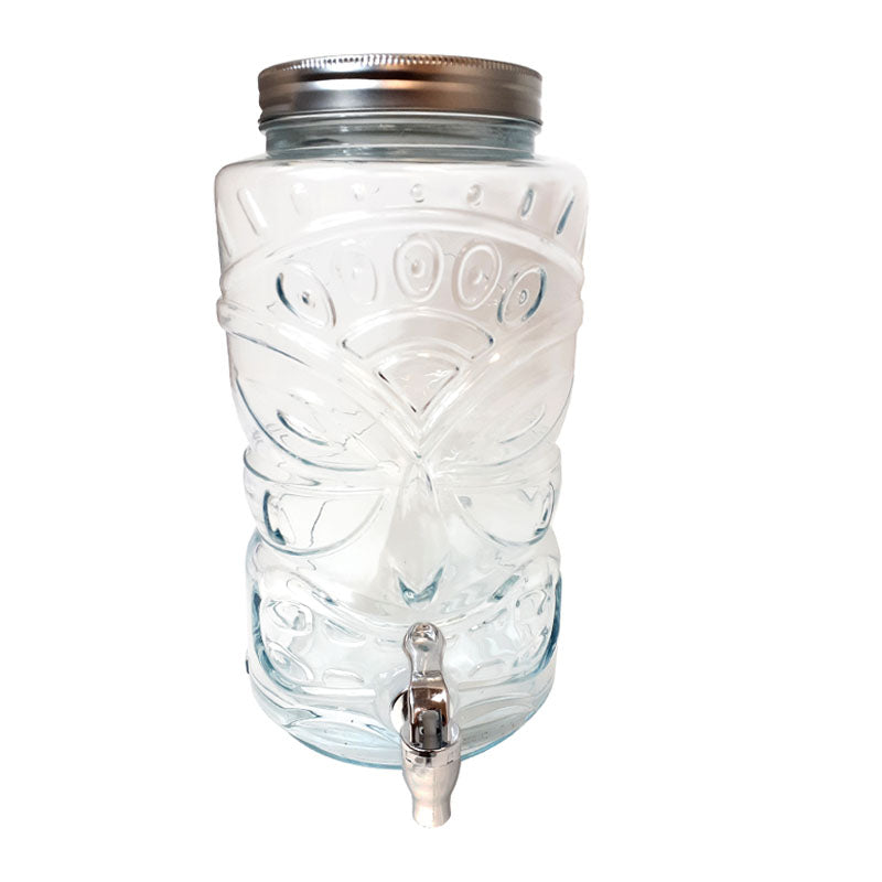 BarConic® 1.6 Gallon Glass Tiki Drink Dispenser with Spigot - Perfect for Tropical Parties, Luaus & Summer Beverage Serving