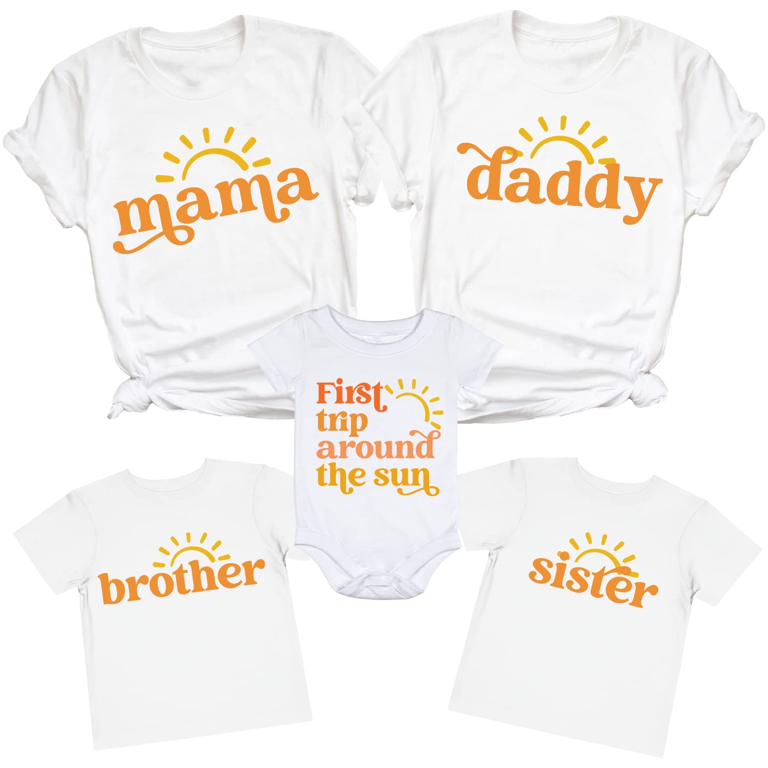 First Birthday Shirt - Space Theme 'First Trip Around The Sun' Baby Toddler T-Shirt for Boys & Girls | 1st Birthday Outfit | Family Matching Set | Birthday Party, Photo Shoot, Special Occasion