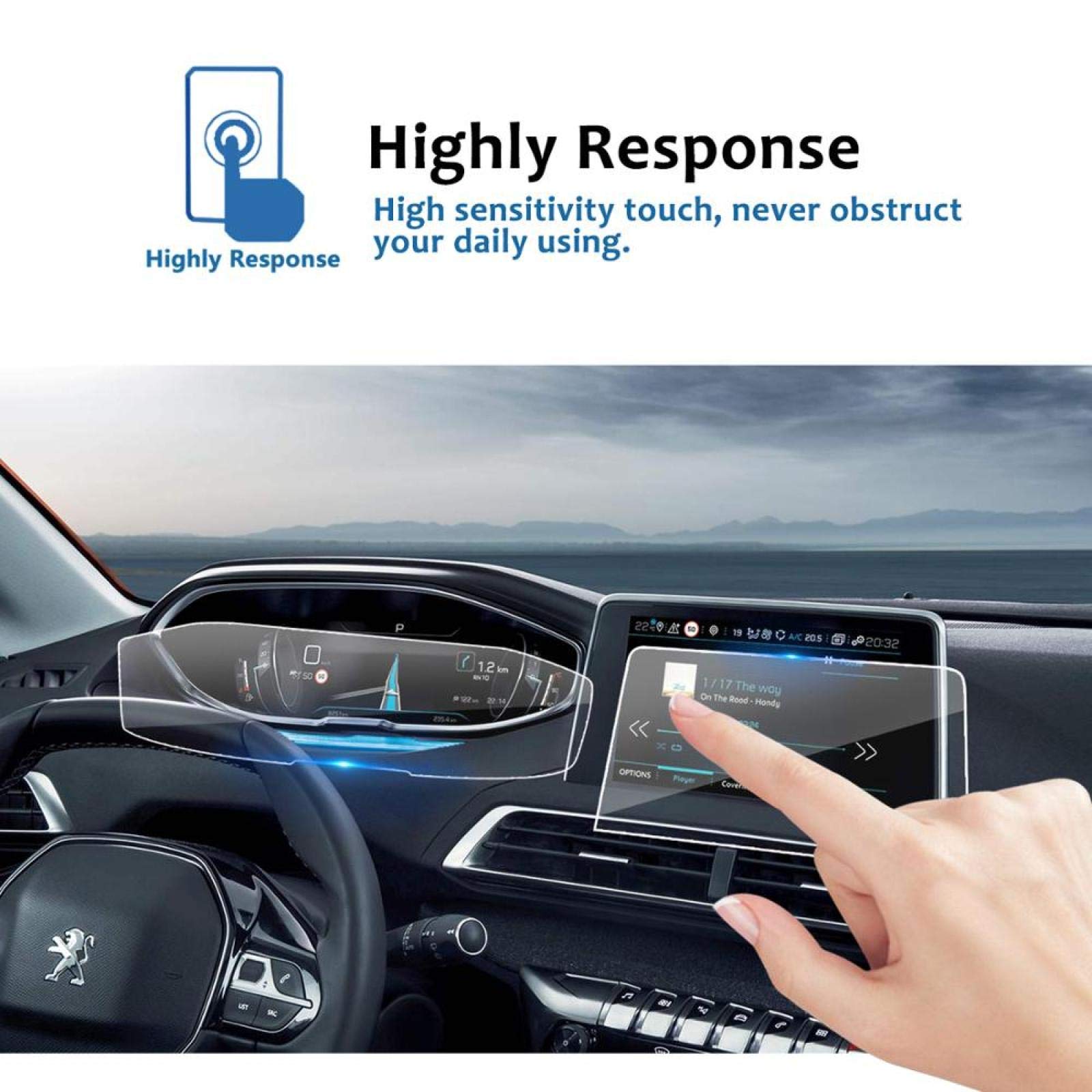 Peugeot 3008 5008 GT 2018 Car GPS Navigation Screen Protector - HD Clear Anti-Scratch Display Cover - Interior Accessories for Safe Driving & Touchscreen Protection