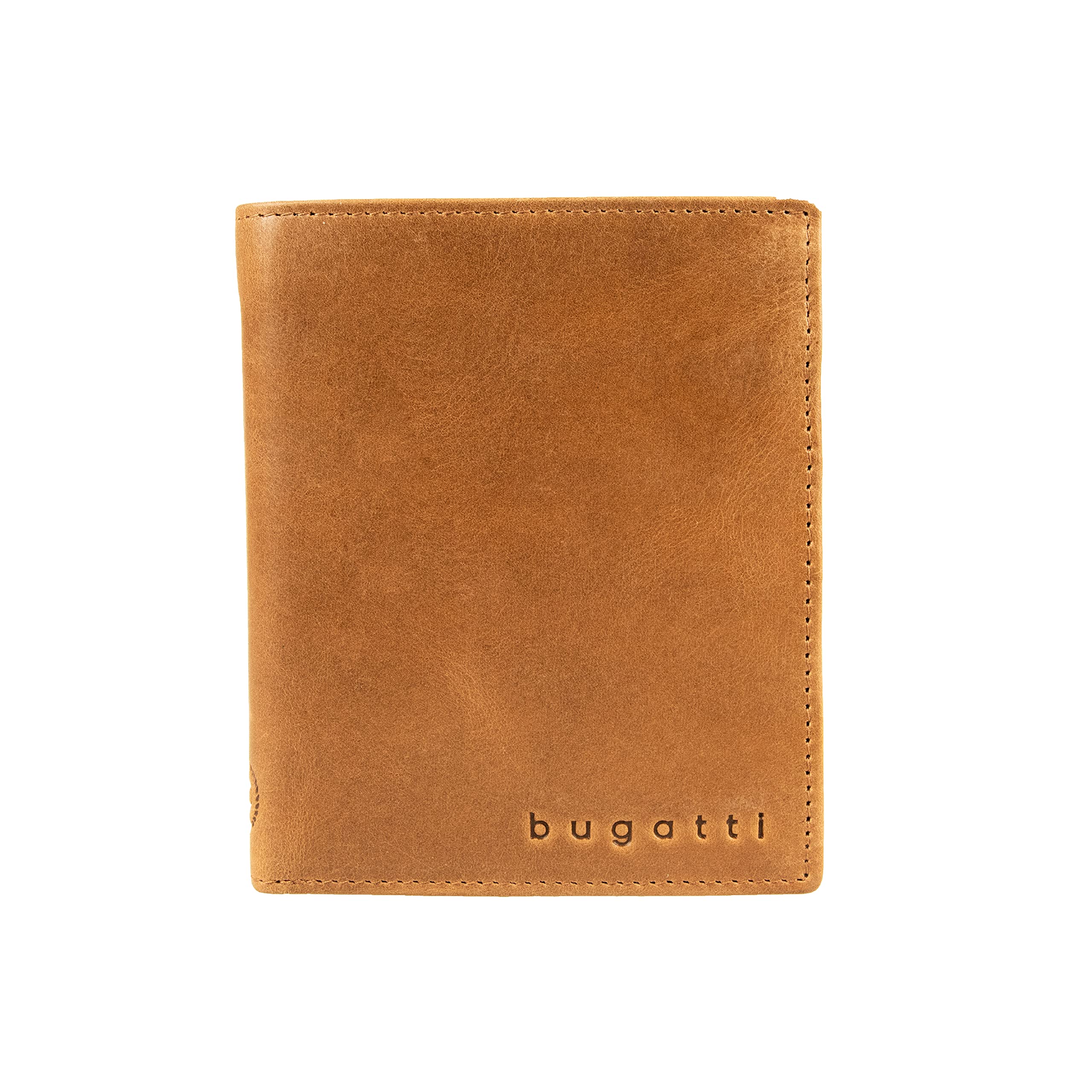 Bugatti Volo Genuine Leather Men's Wallet with Coin Pocket - Cognac Brown RFID Blocking Bifold Wallet for Men - Perfect for Everyday Use, Business & Travel