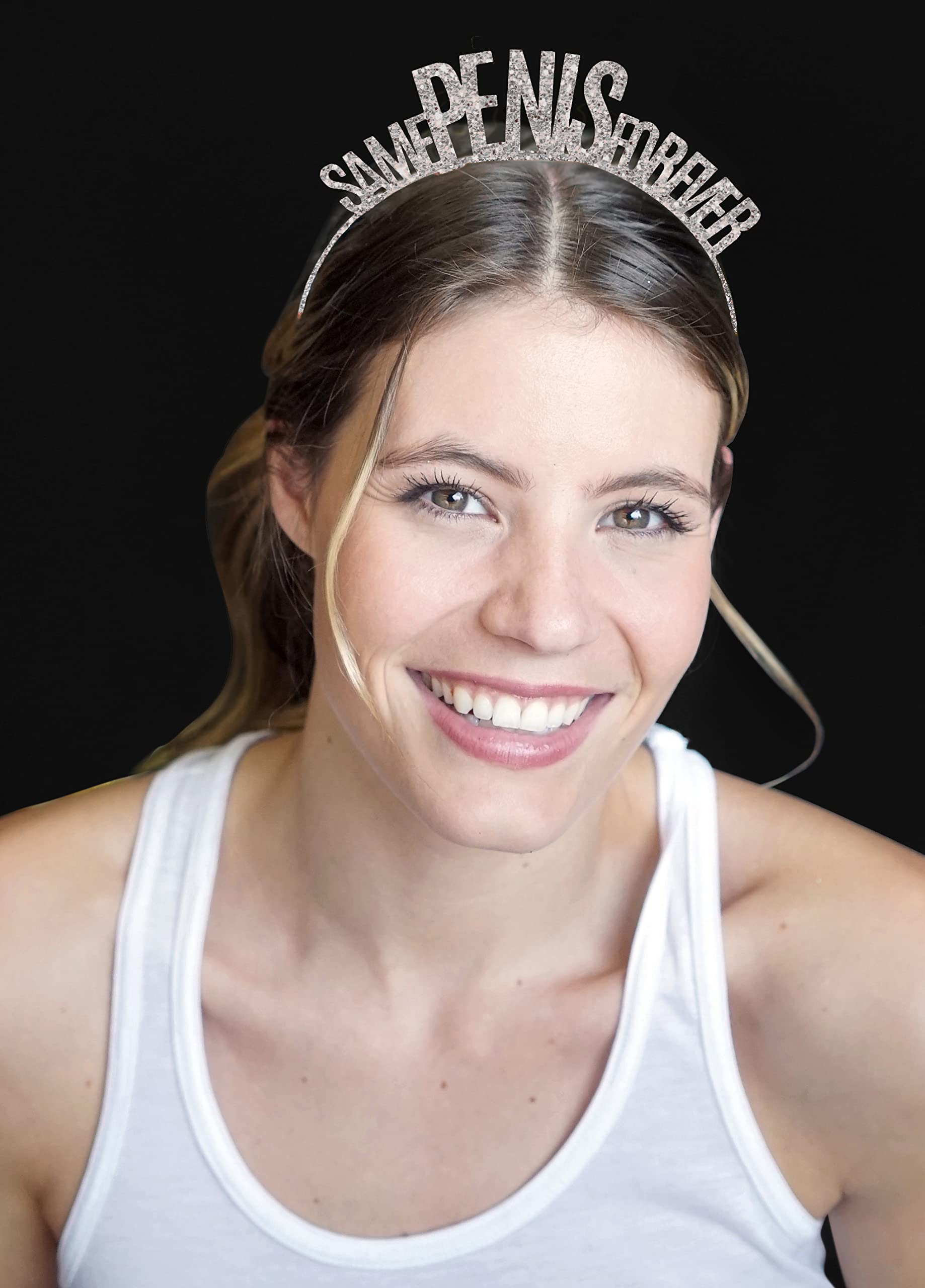 Sparkly Rhinestone Sash Bachelorette Party Headbands - Glitter Metallic Tiara Headpiece for Bridal Shower, Girls Night Out & Bachelorette Parties - Funny Wedding Accessories & Birthday Party Headwear