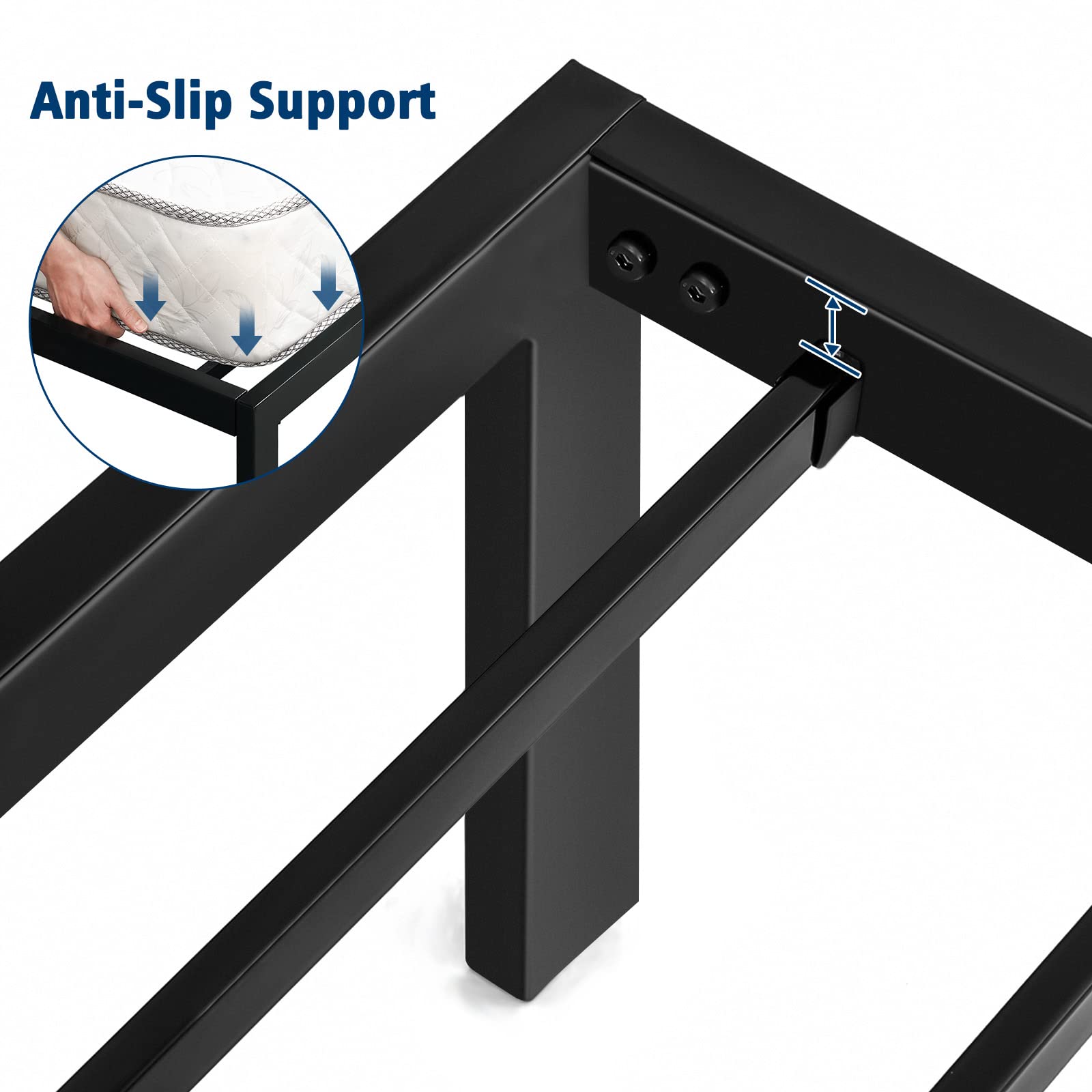 14 Inch Twin Metal Platform Bed Frame with Large Storage - Heavy Duty Steel Slats, No Box Spring Needed, Anti-Slip Support & Quick Lock Assembly (Black) - Perfect for Small Bedrooms, Dorms & Guest Rooms