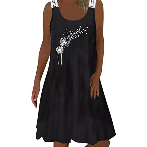 Vintage Floral Summer Dress for Women - Sleeveless A-Line Midi Sundress with Graphic Print | Perfect for Beach, Vacation & Casual Outings