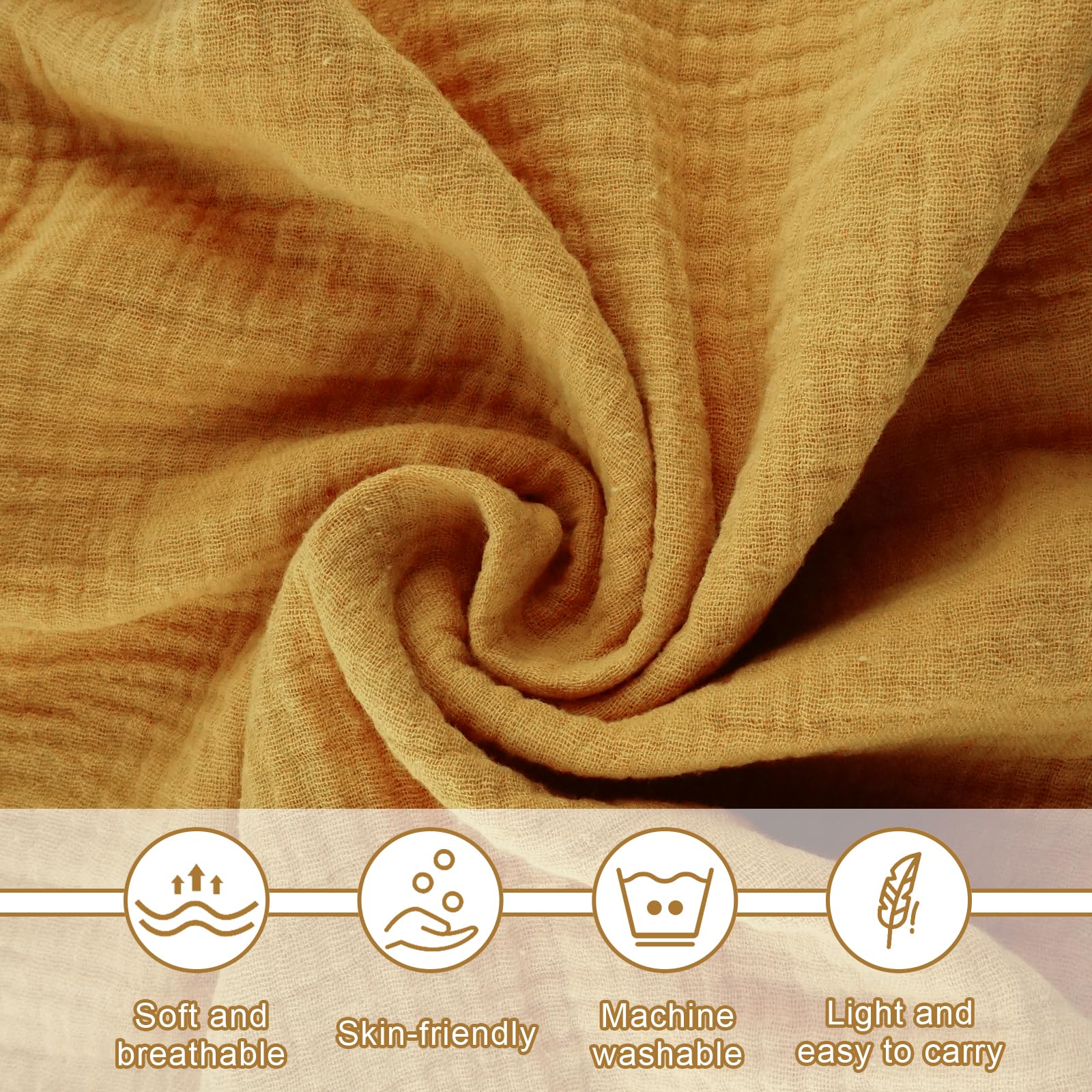 Organic Cotton Muslin Baby Security Blanket Lovey - Soft, Breathable Comfort Blanket for Newborns & Toddlers | Unisex Baby Shower Gift for Boys & Girls (Ginger) - Perfect for Naptime, Travel & Soothing Fussy Babies