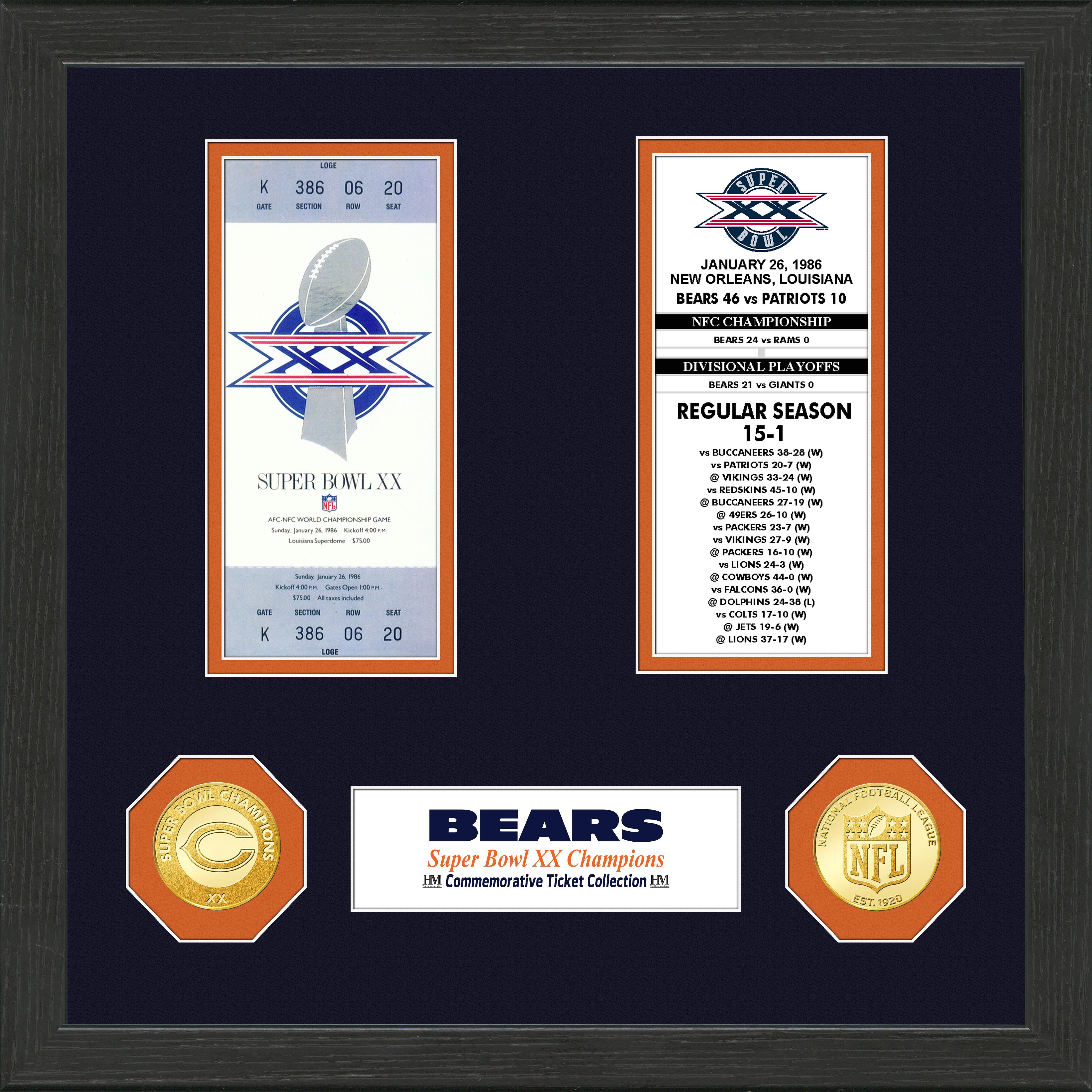 Chicago Bears Super Bowl Championship Ticket Collection - Rare Memorabilia for NFL Fans & Sports Collectors - Perfect for Display, Gifts, and Home Decor