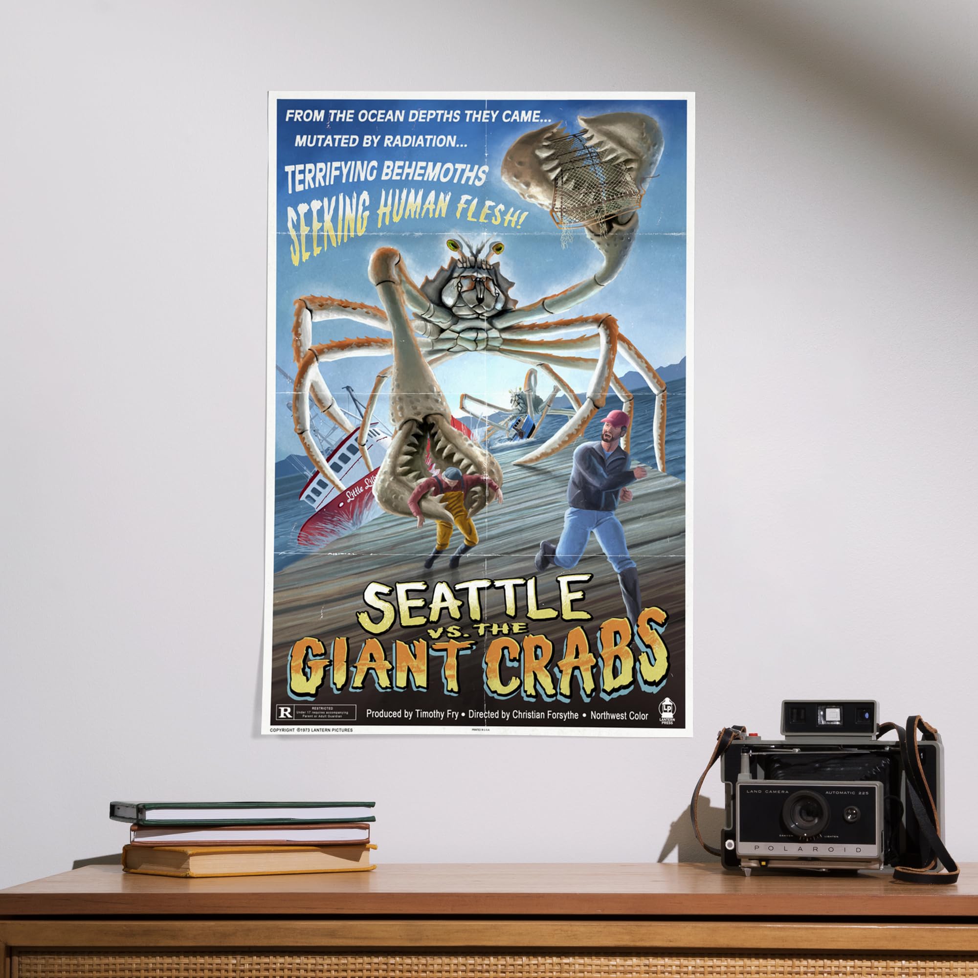 Lantern Press 16x24 Inch Giclee Art Print - Seattle Vs. the Giant Crabs Wall Decor | Perfect for Home, Office & Gift Giving