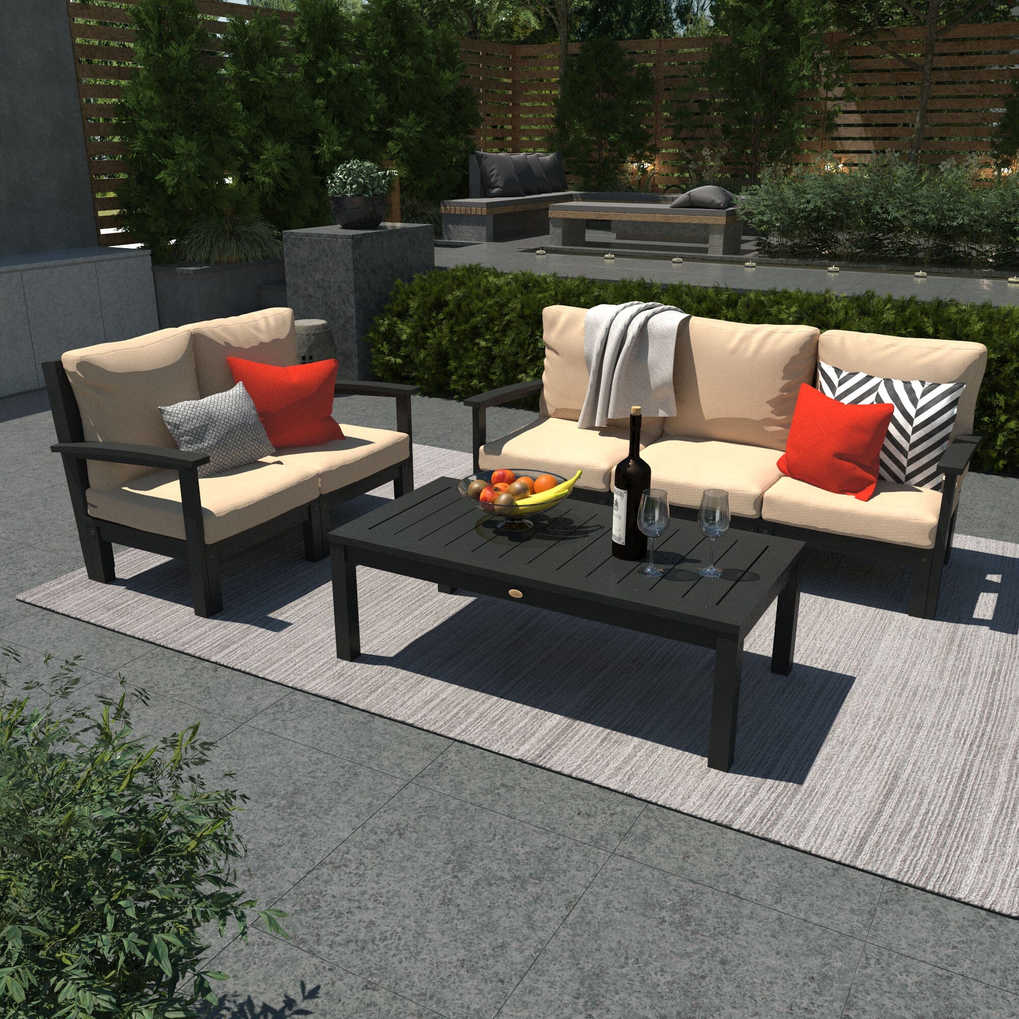 Custom Deep Seating Sofa Set - Loveseat & Conversation Table for Outdoor Patio, Garden, or Poolside Relaxation