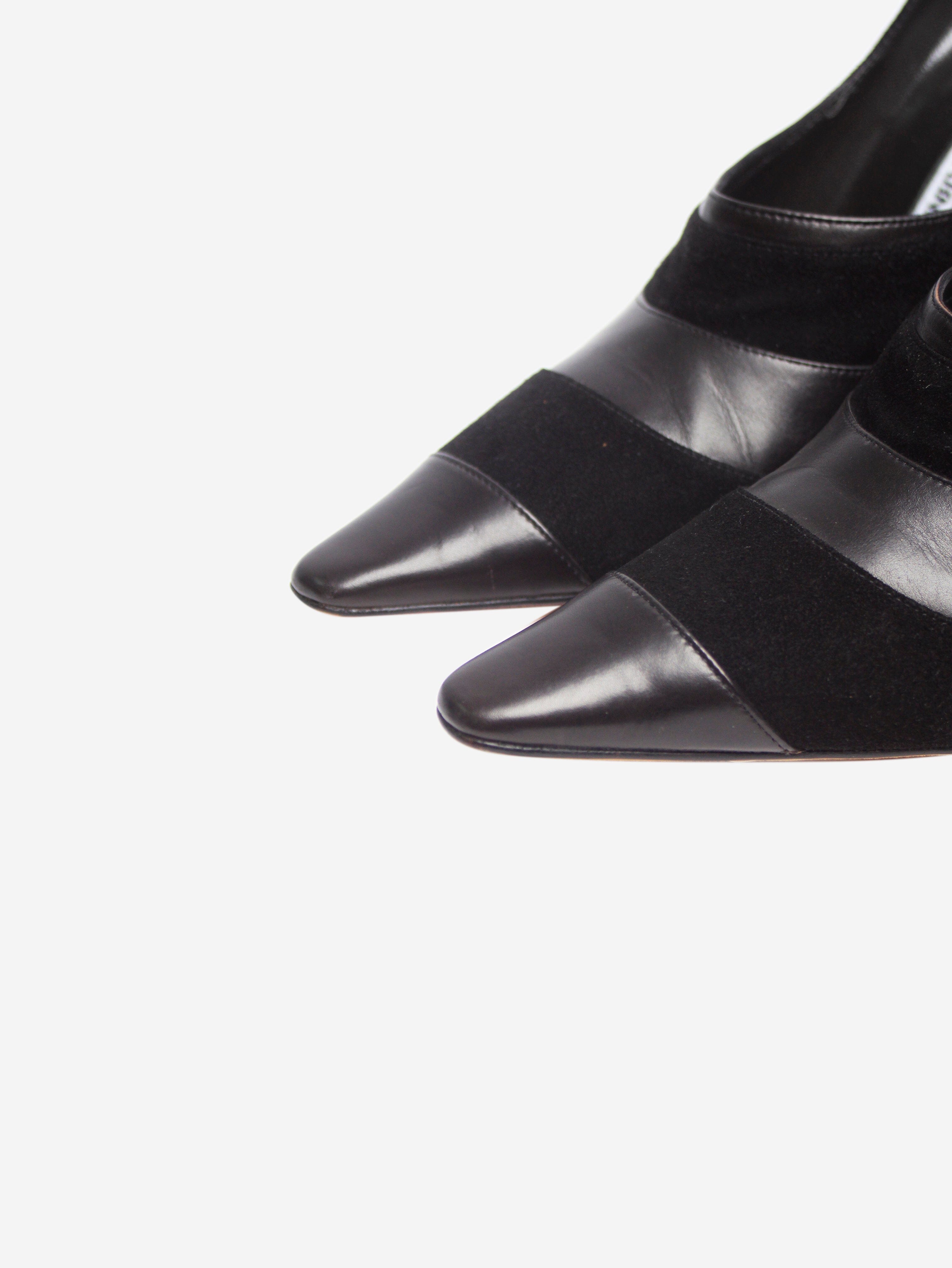 Stylish Black Suede & Leather Pumps Women's Size EU 37.5 (US 7.5) - Perfect for Office, Party & Formal Occasions