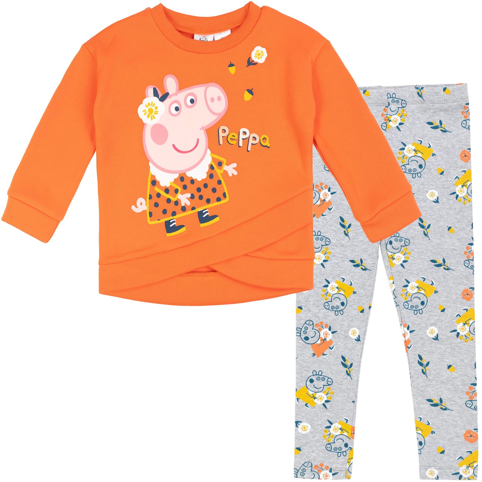 Peppa Pig Girls Fleece Pullover Hoodie & Leggings Outfit Set - Crossover Design for Toddlers & Kids (2T-6T) - Cozy Winter Playwear & Casual Outfit for Preschool & Daycare