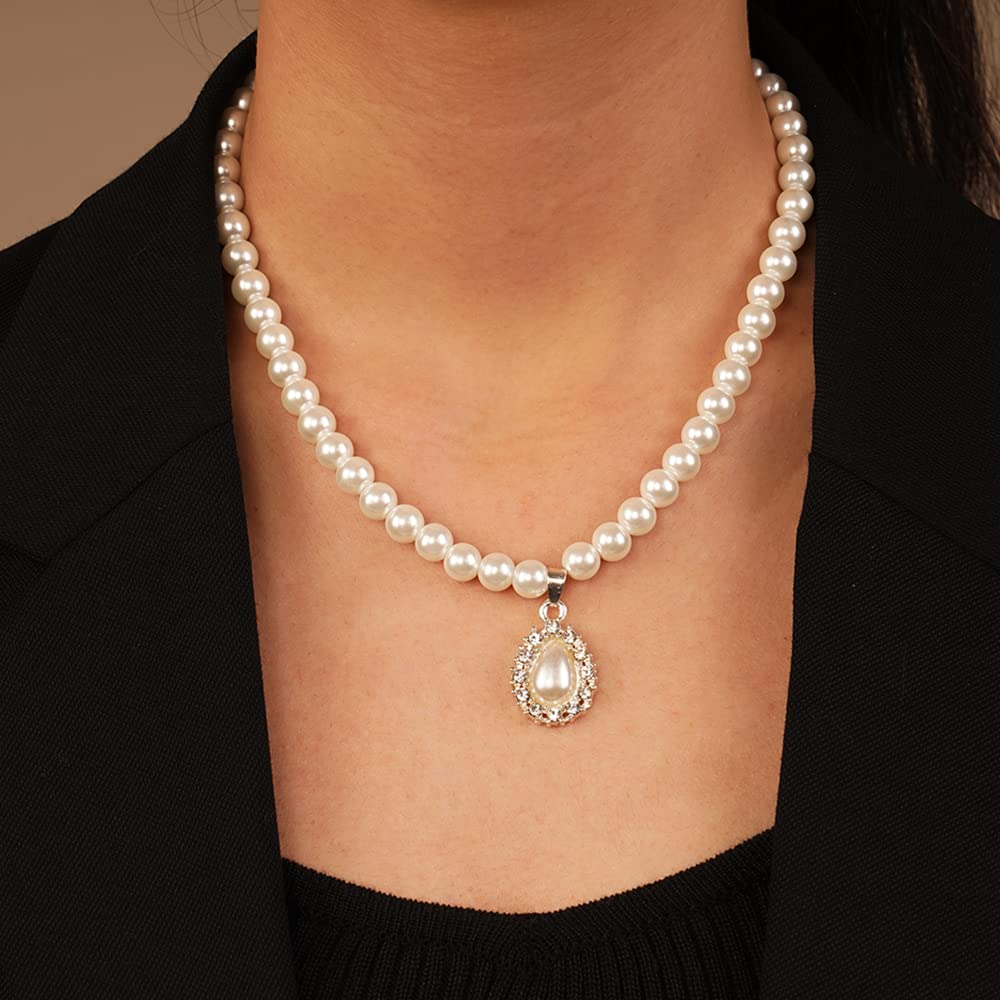 Bridal Pearl Necklace Set - Ivory Teardrop Earrings for Wedding & Party