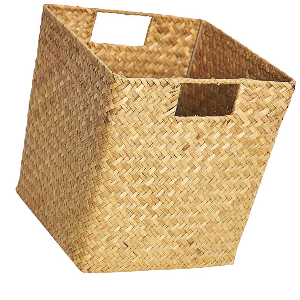 Hemoton Rattan Storage Basket - 1PC Multifunctional Woven Seagrass Organizer for Fruits, Flowers, Toys & Desk Topper | Perfect for Home, Office, Nursery & Gift Giving