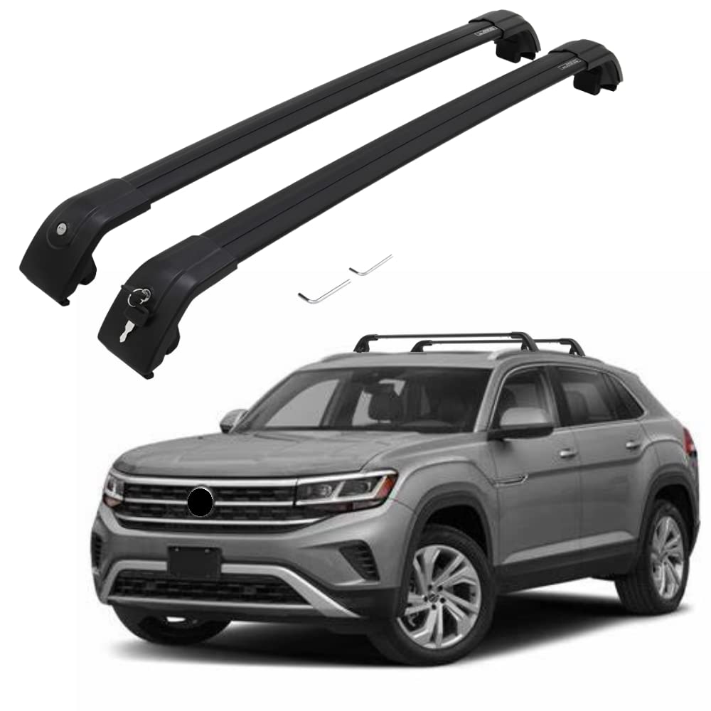 Universal Roof Rack Cross Bars for VW Volkswagen Atlas Cross Sport 2020-2023 | Heavy Duty Cargo Carrier for Luggage, Kayak, Canoe, Bike, Snowboard & Skis | Perfect for Road Trips, Camping & Outdoor Adventures