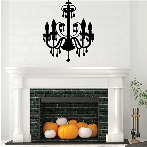 Elegant Chandelier Vinyl Wall Decal - Gothic Home Decor Silhouette Sticker for Halloween Party, Haunted House, or Mansion - Perfect for Spooky Themed Rooms, DIY Home Decor, and Seasonal Party Backdrops