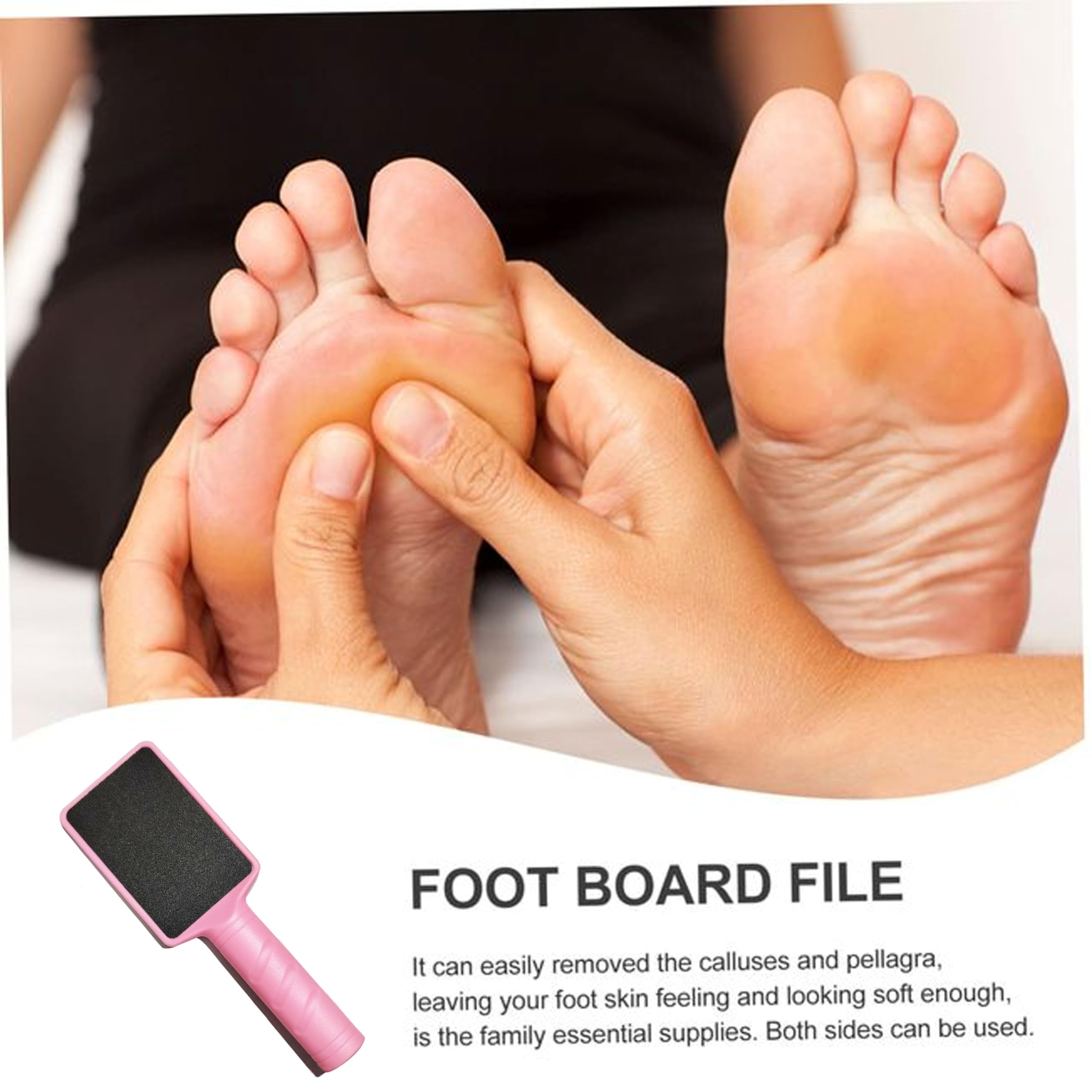 BlackLaoban Double-Sided Foot File & Callus Remover - Square Plastic Foot Scrubber for Dead Skin Removal (Pink) - Perfect for Pedicures, At-Home Foot Care & Soft Smooth Feet