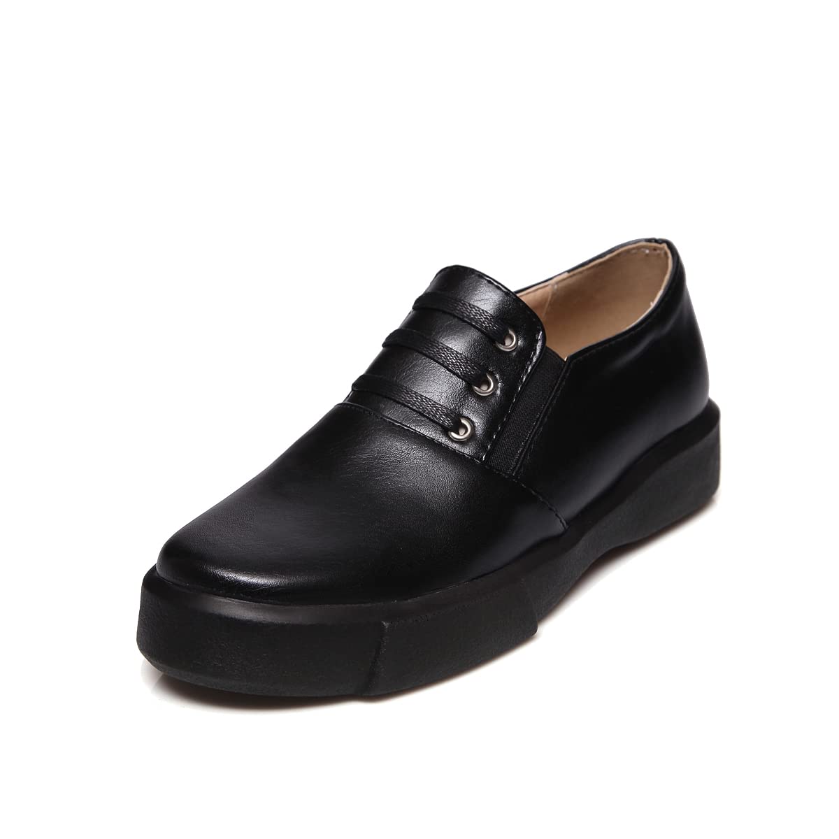 Women's Slip-On Oxford Shoes - Black Retro Flat Sneakers for Comfort & Style | Plus Size Fashion Footwear | Perfect for Casual Wear, Office & Walking