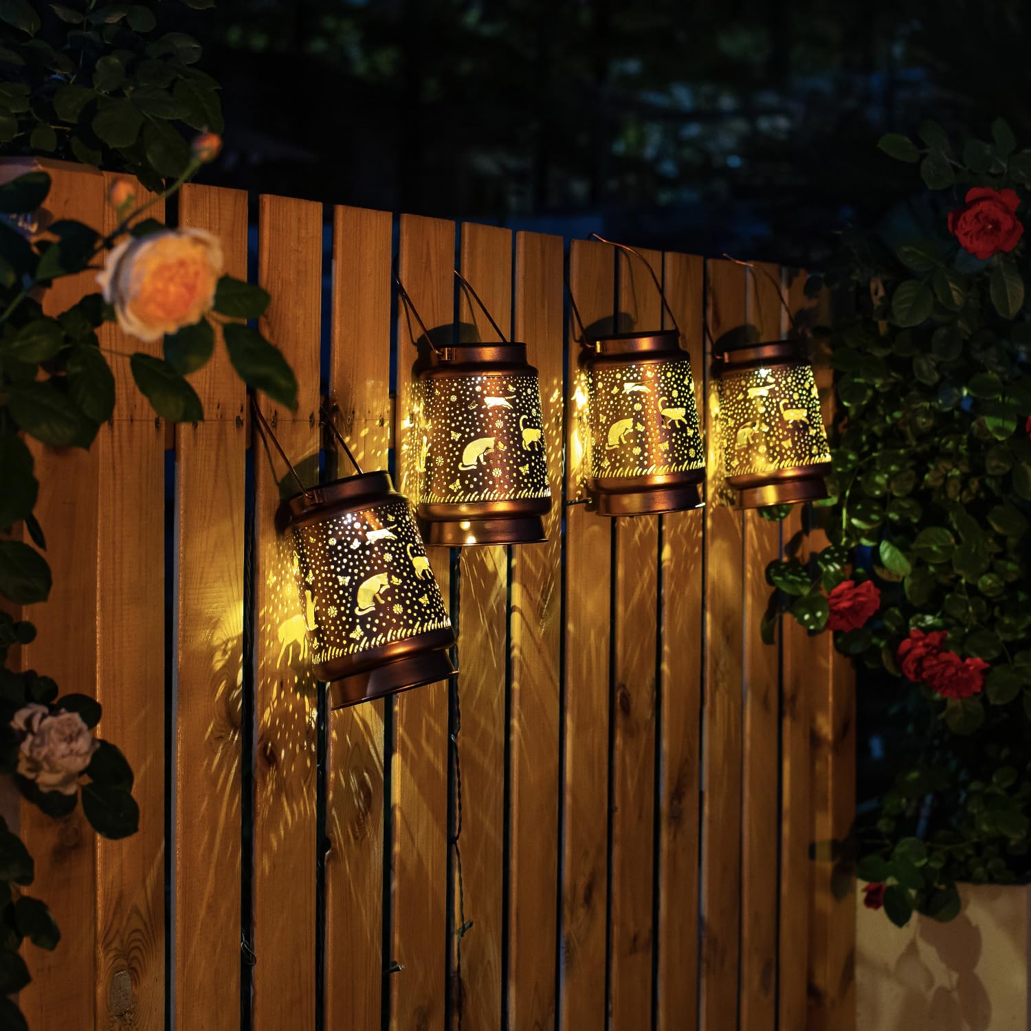 Solar Cat Lanterns Outdoor Waterproof - Decorative LED Hanging Solar Lights for Garden, Yard, Patio - Perfect Cat Lover Gifts for Women & Men - Ideal for Pathway, Lawn, Tabletop & Landscape Lighting