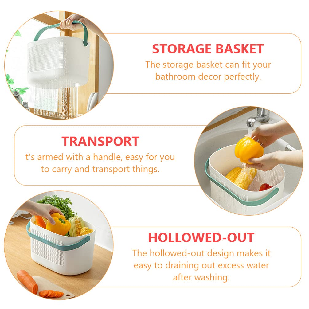 Cabilock 1-Piece Plastic Shower Storage Basket - Hollow-Out Bathroom Organizer with Handle for Shampoo, Soap & Toiletries - Perfect for Bathroom, Kitchen & Dorm Organization