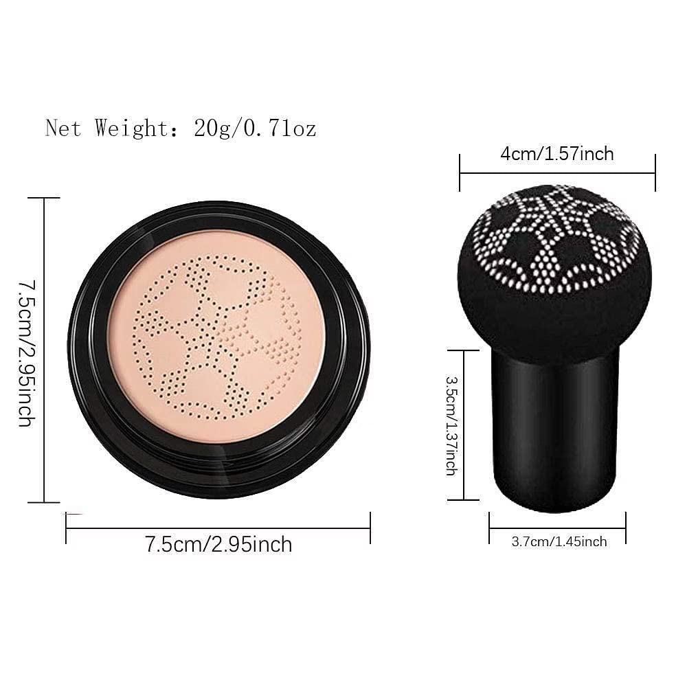 Mwezi Air Cushion Mushroom BB Cream - Waterproof Foundation with Full Coverage & CC Cream Concealer - Perfect for Daily Makeup, Photo Shoots, and Special Occasions