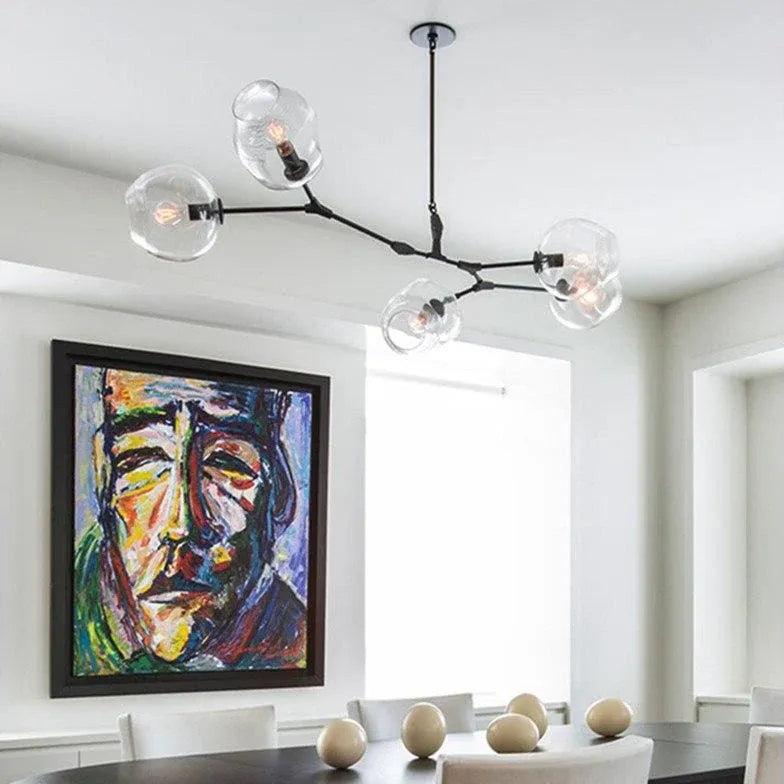 Modern Minimalist Transparent Glass Ball Chandelier - Elegant Ceiling Light Fixture for Living Room, Dining Room, and Bedroom Decor