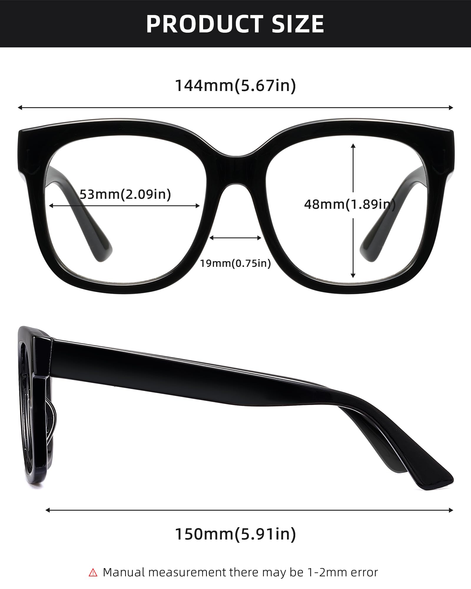 JIM HALO Oversized Blue Light Blocking Glasses for Women - Square Chunky Frame Computer Glasses to Reduce Eye Strain & Headache - Perfect for Office Work, Gaming & Nighttime Screen Use