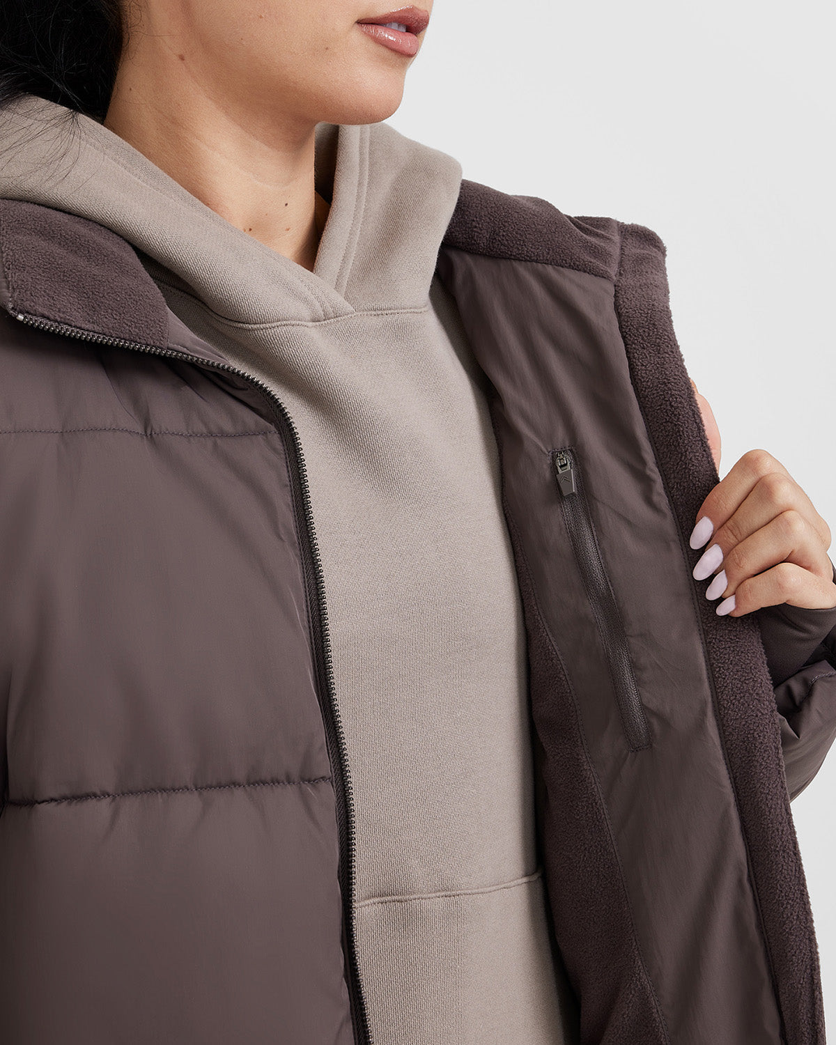 Women's Deep Mauve Puffer Jacket - Lightweight Warm Winter Coat for Outdoor Activities & Casual Wear
