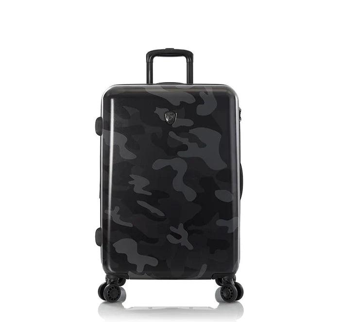 Black Camo Hardside Medium Checked Luggage - Durable Spinner Suitcase for Travel, Airplane & Vacation - TSA Approved Carry On Luggage with 360° Wheels