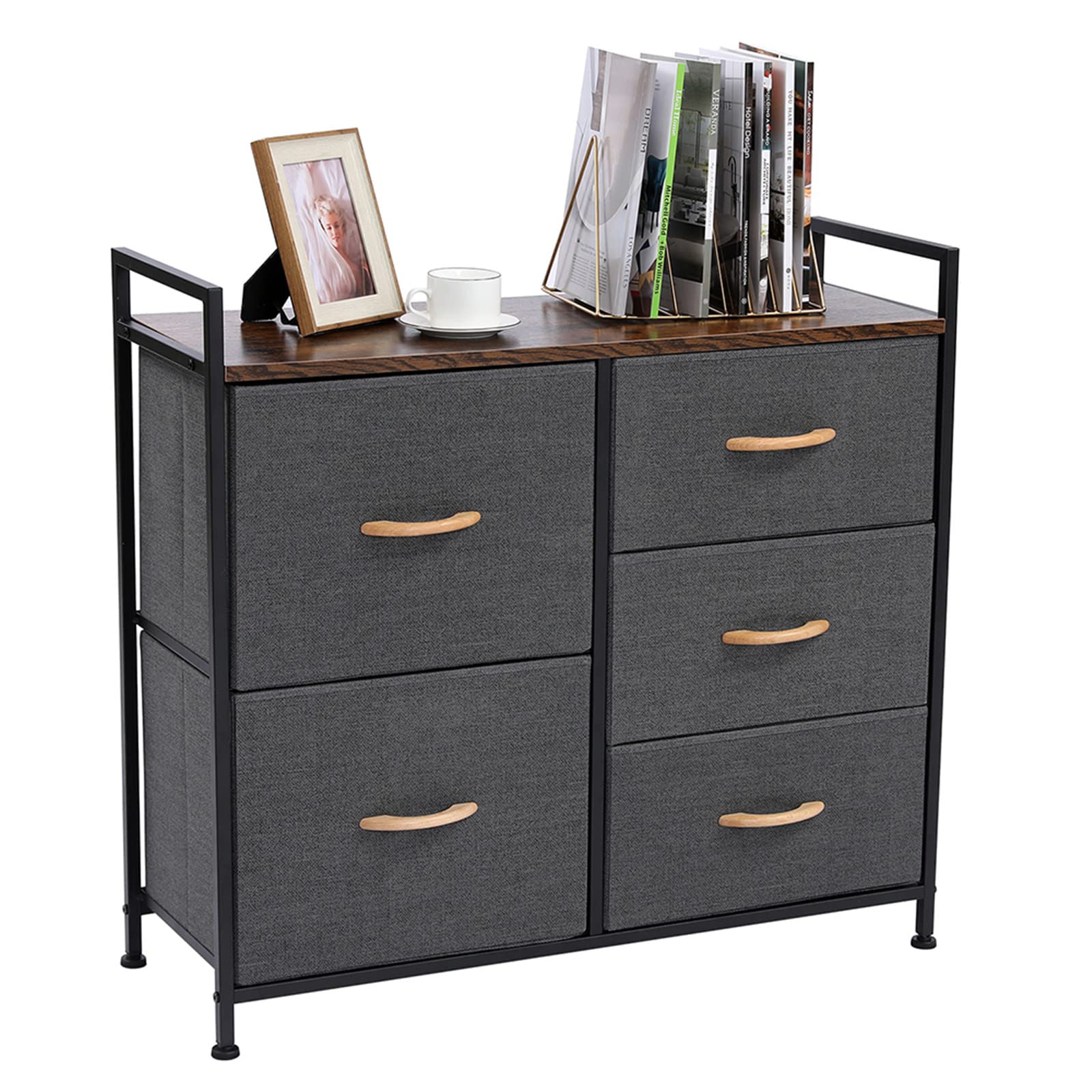 5-Drawer Fabric Dresser Organizer Tower for Bedroom, Closet & Entryway Storage - Dark Gray | Space-Saving Closet & Hallway Organization Solution
