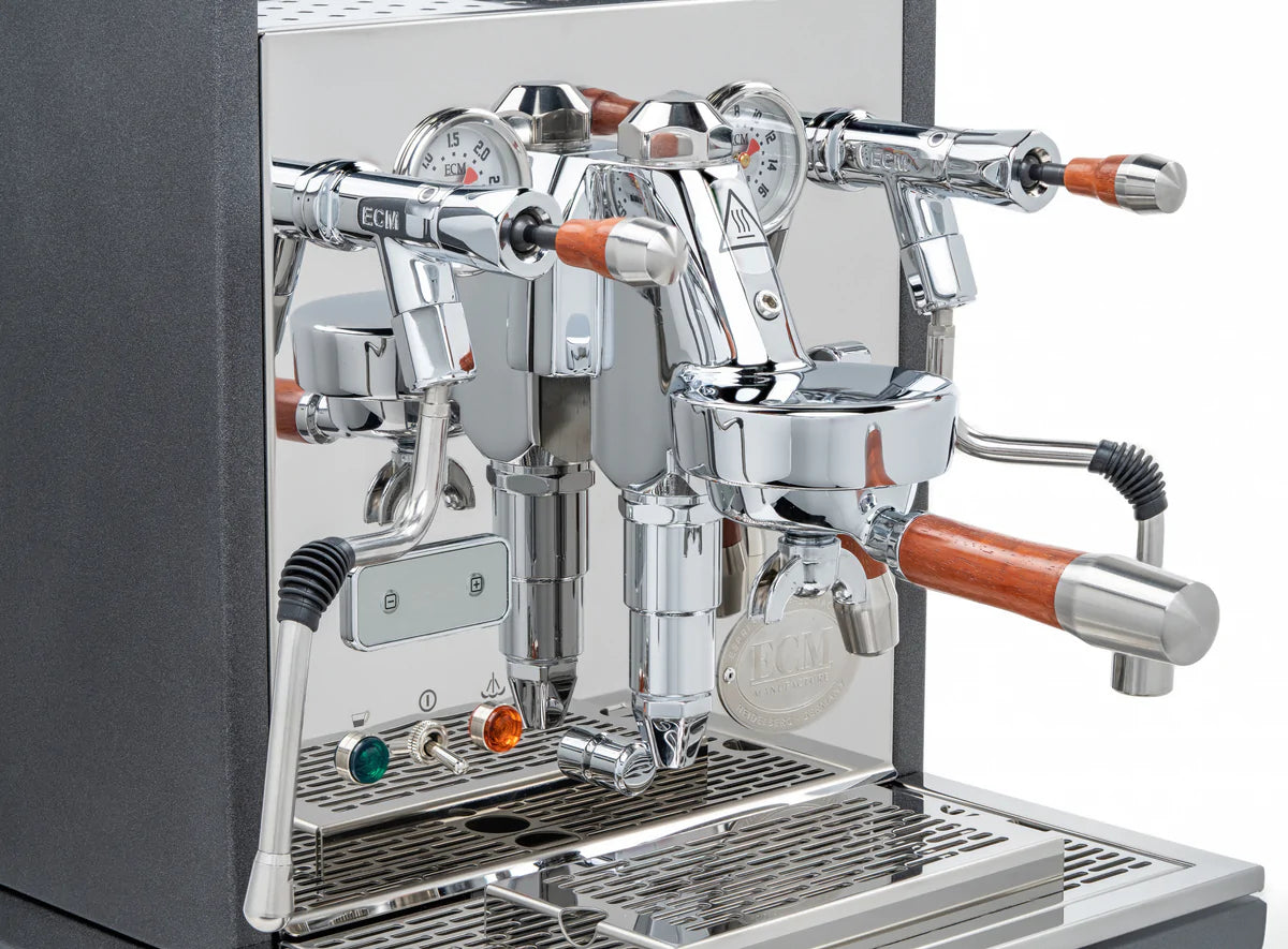 ECM Synchronika Espresso Machine with Paduak Wood & Anthracite Finish - Professional Barista-Grade Coffee Maker for Home & Cafe Use