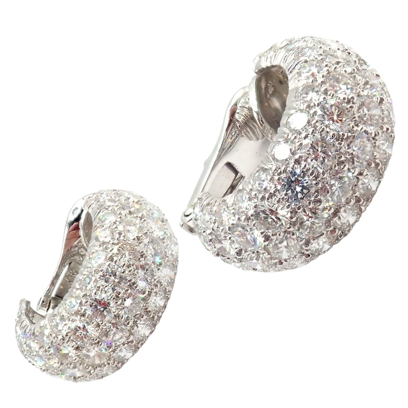 Authentic David Webb Platinum 18k White Gold 10 Carat Diamond Hoop Earrings for Women - Luxury Jewelry Gift for Anniversary, Wedding & Special Occasions