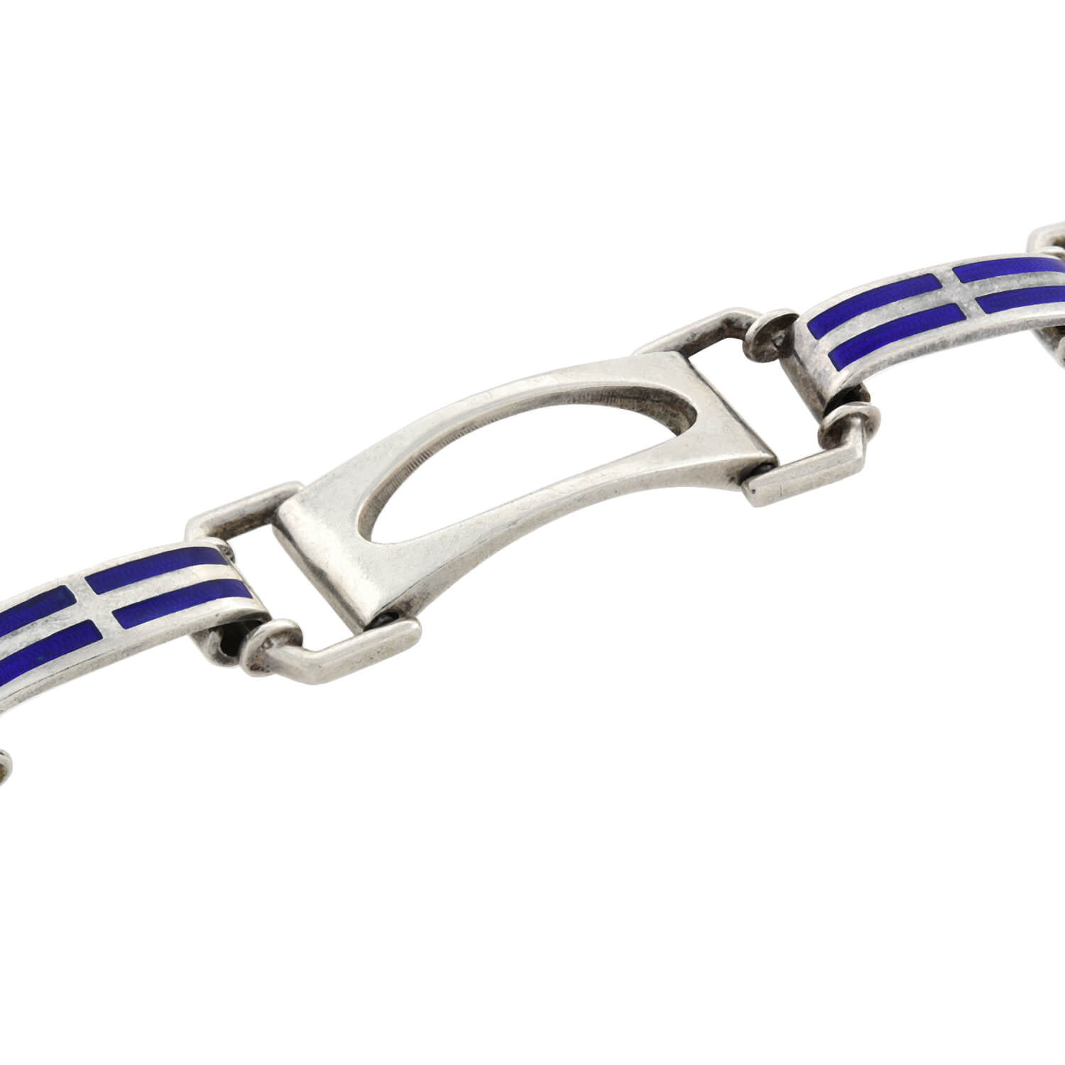 Vintage Sterling Silver Blue Enameled Open Link Bracelet - Elegant Handmade Jewelry for Women, Perfect Gift for Birthday, Anniversary & Special Occasions