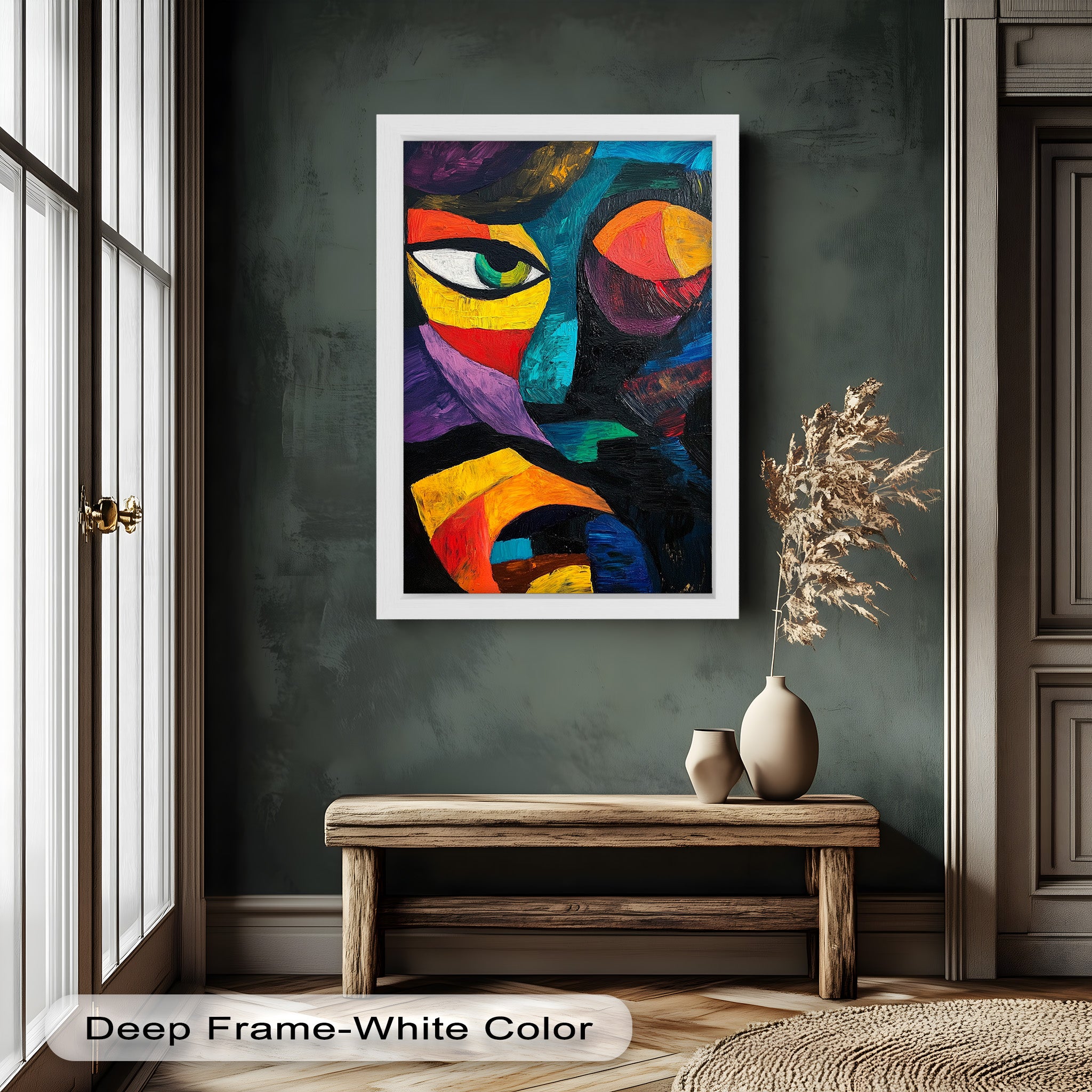 Abstract Eye Expression Fauvism Oil Painting - Modern Wall Art for Living Room, Bedroom & Office Decor