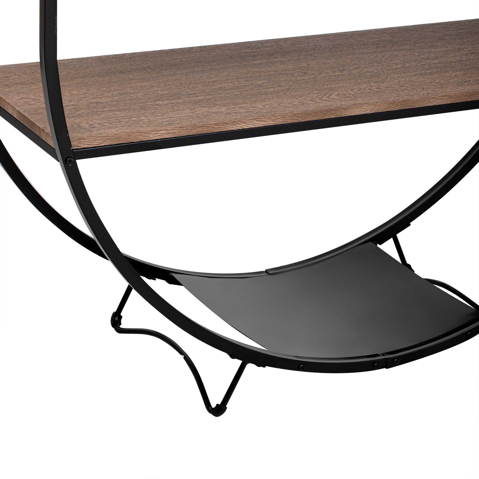 Knocbel Industrial Entryway Console Table with 2-Tier Storage Shelves & Sturdy Metal Frame - Dark Brown Hallway Sofa Table for Living Room, Foyer & Entryway Decor | Perfect for Small Space Organization & Home Storage Solutions
