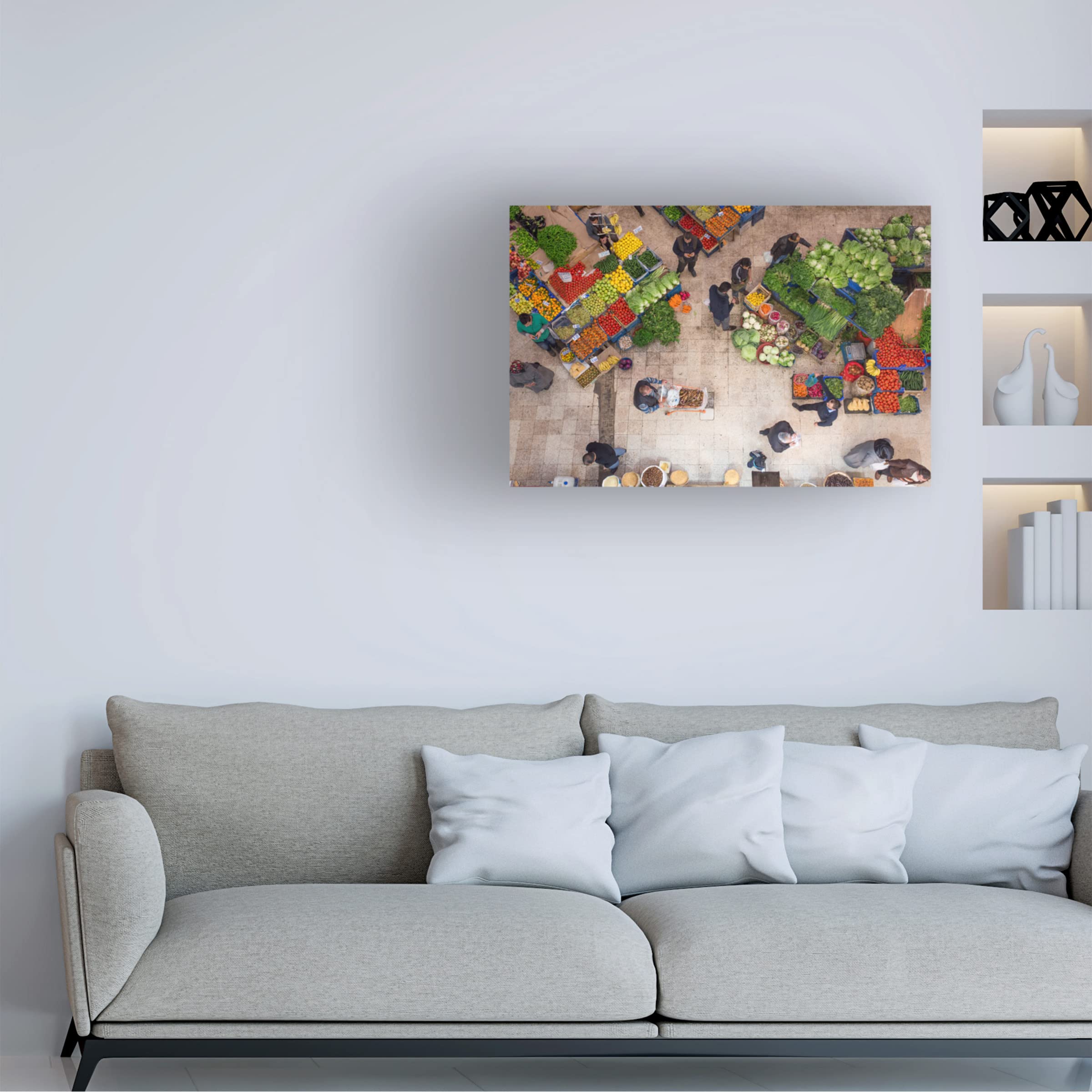 Trademark Fine Art 'Bazaar' Canvas Wall Art by Feyzullah Tunc - Handmade Turkish Inspired Painting for Living Room, Bedroom & Office Decor